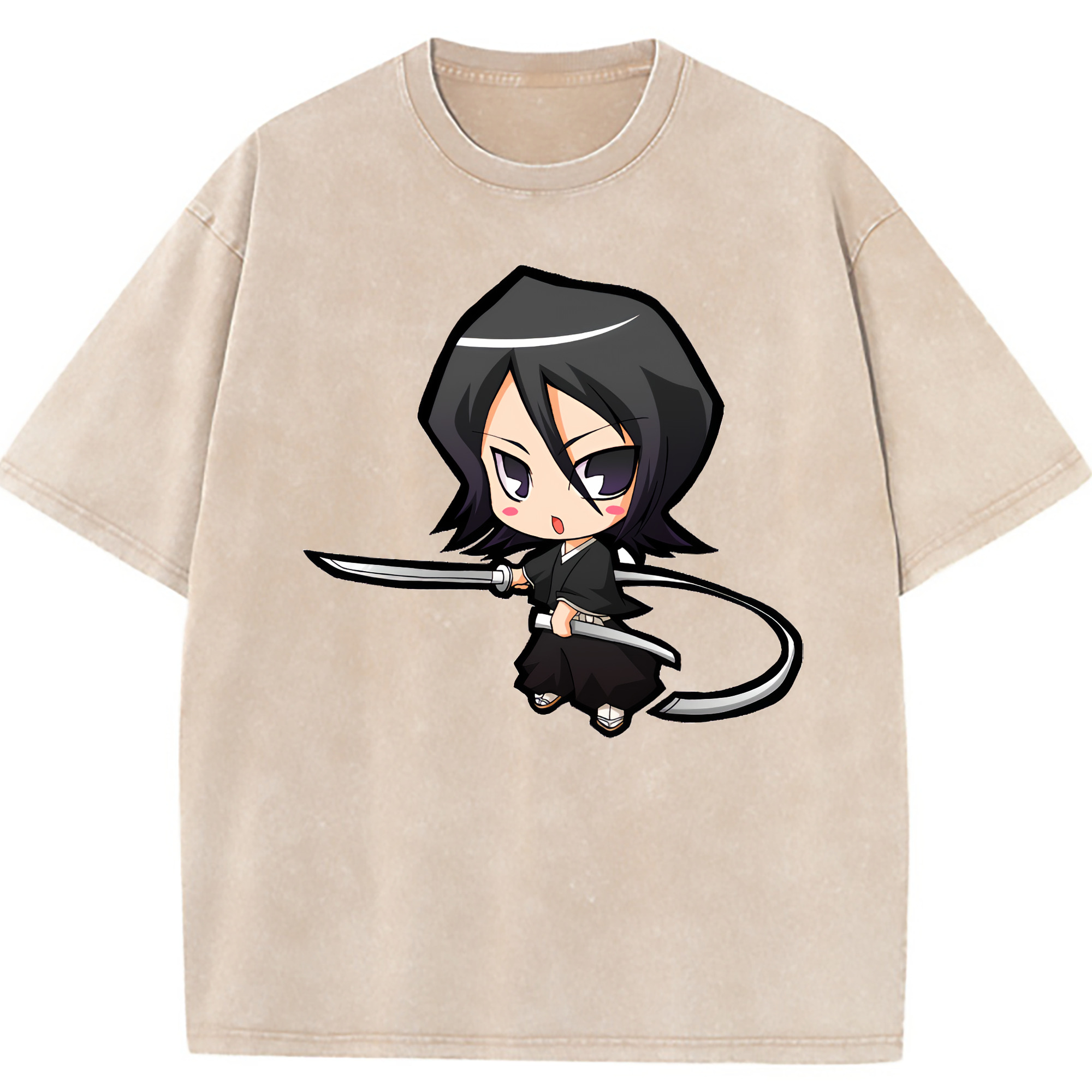 （画像用） ブリーチ 朽木ルキア BLEACH Kuchiki Rukia 綿100% ヴィンテージ風 半袖Tシャツ（フロントプリント）