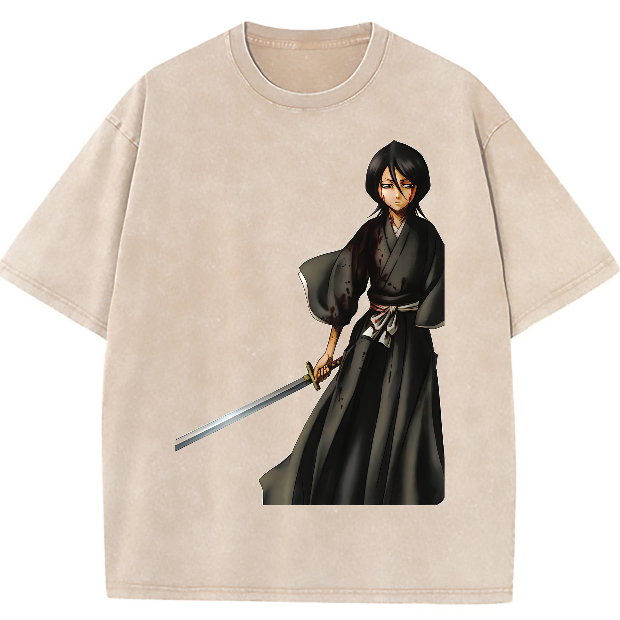 （画像用） ブリーチ 朽木ルキア BLEACH Kuchiki Rukia 綿100% ヴィンテージ風 半袖Tシャツ（フロントプリント）