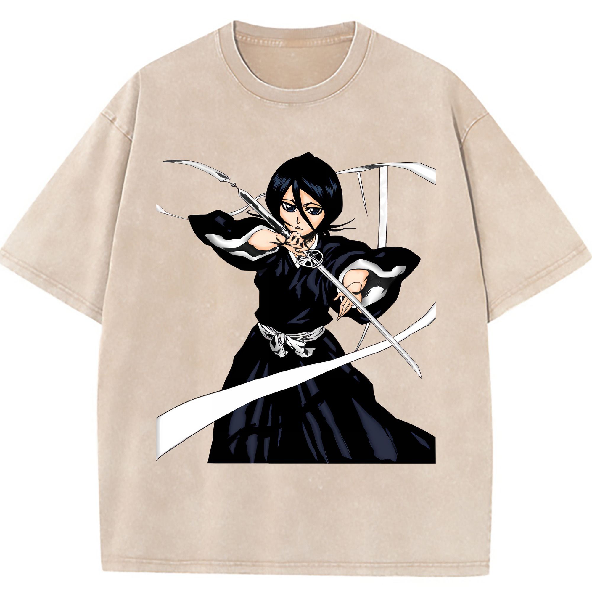 （画像用） ブリーチ 朽木ルキア BLEACH Kuchiki Rukia 綿100% ヴィンテージ風 半袖Tシャツ（フロントプリント）
