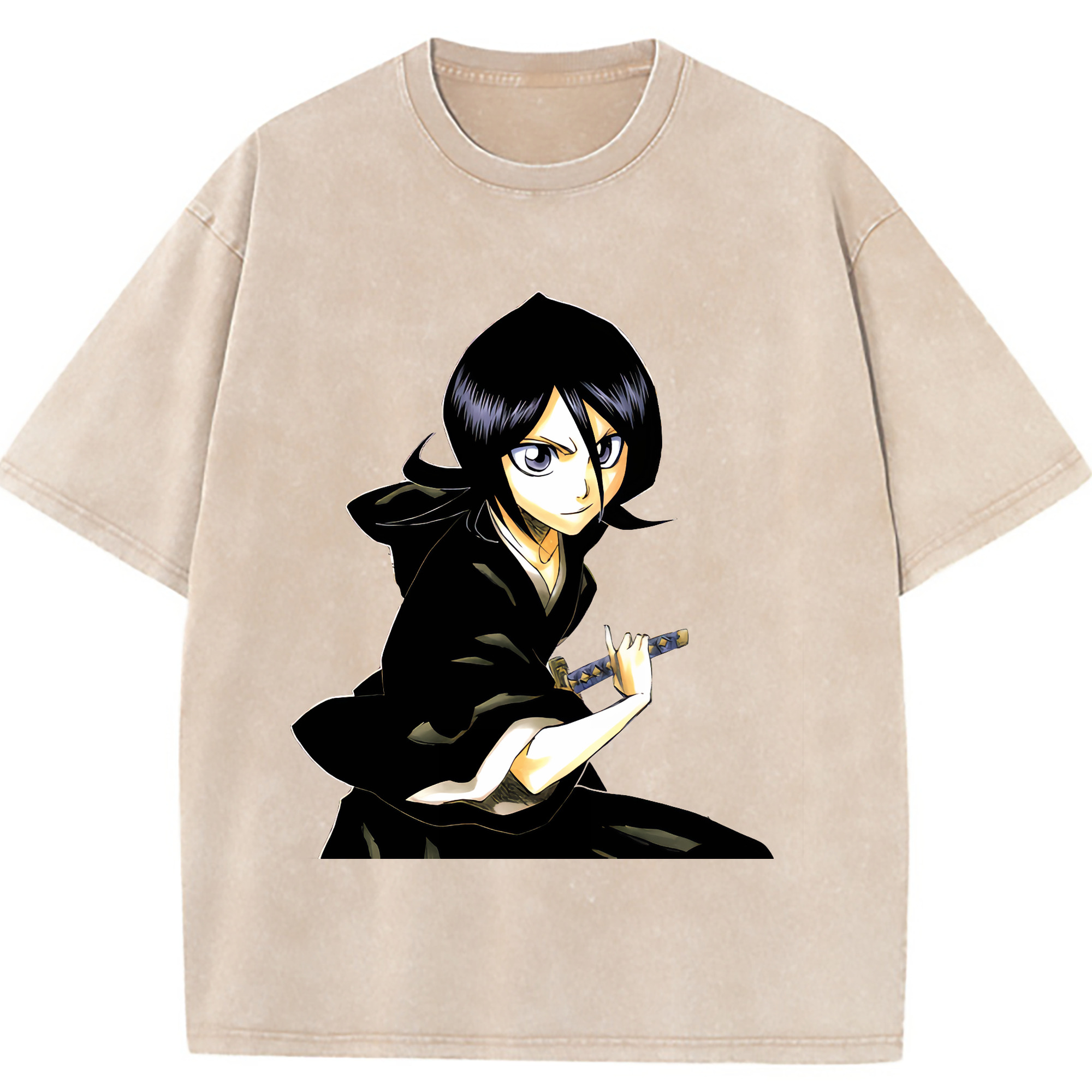 （画像用） ブリーチ 朽木ルキア BLEACH Kuchiki Rukia 綿100% ヴィンテージ風 半袖Tシャツ（フロントプリント）