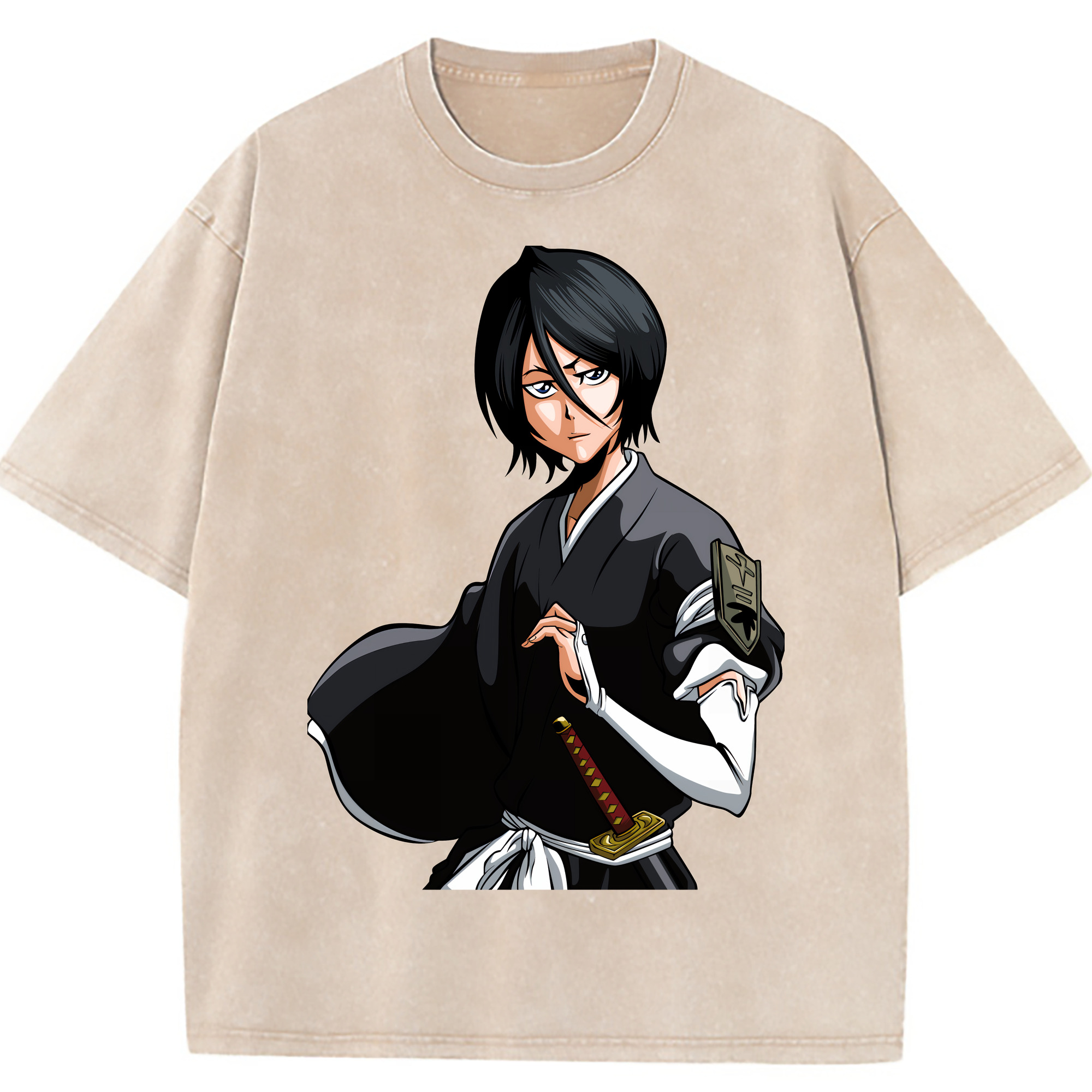 （画像用） ブリーチ 朽木ルキア BLEACH Kuchiki Rukia 綿100% ヴィンテージ風 半袖Tシャツ（フロントプリント）