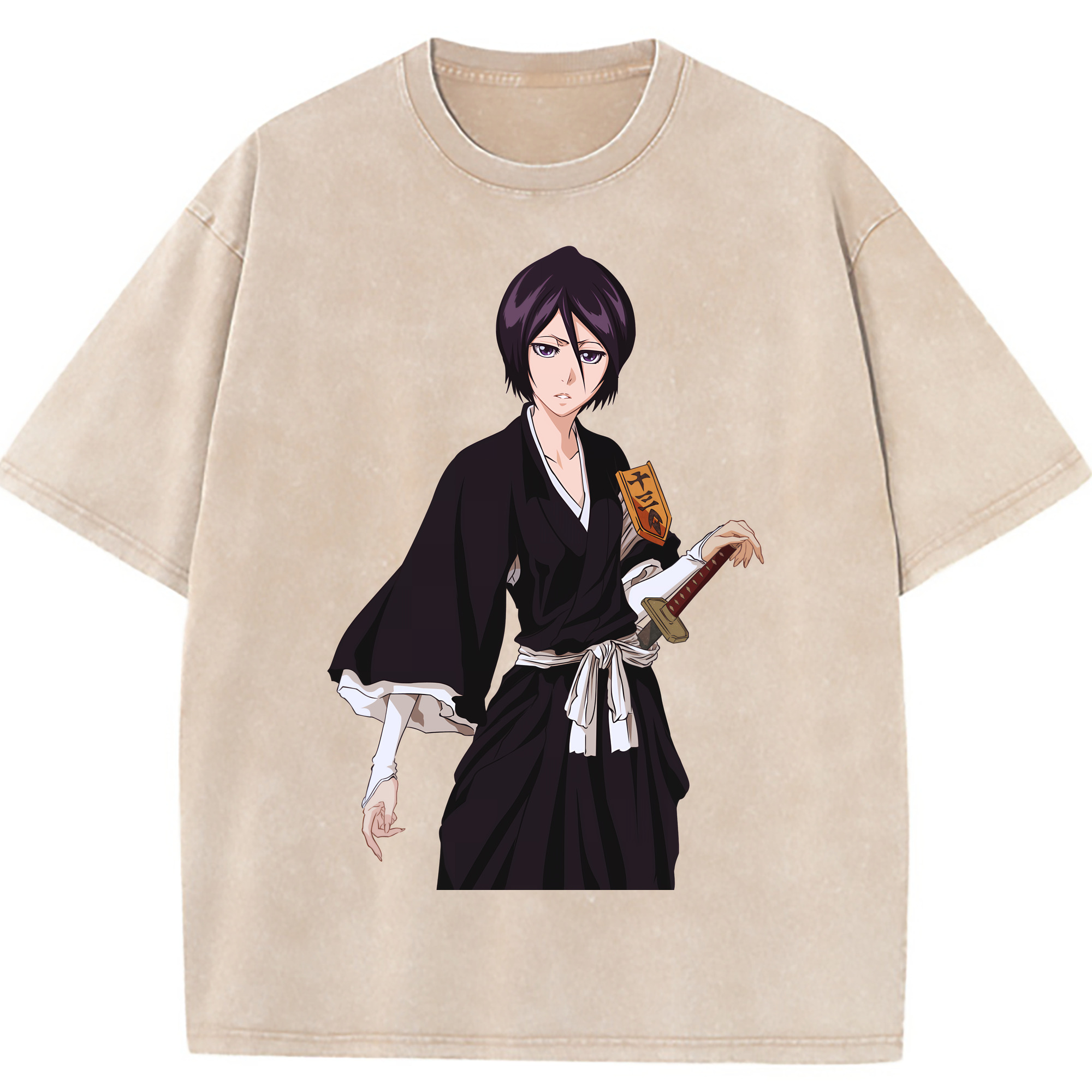 （画像用） ブリーチ 朽木ルキア BLEACH Kuchiki Rukia 綿100% ヴィンテージ風 半袖Tシャツ（フロントプリント）