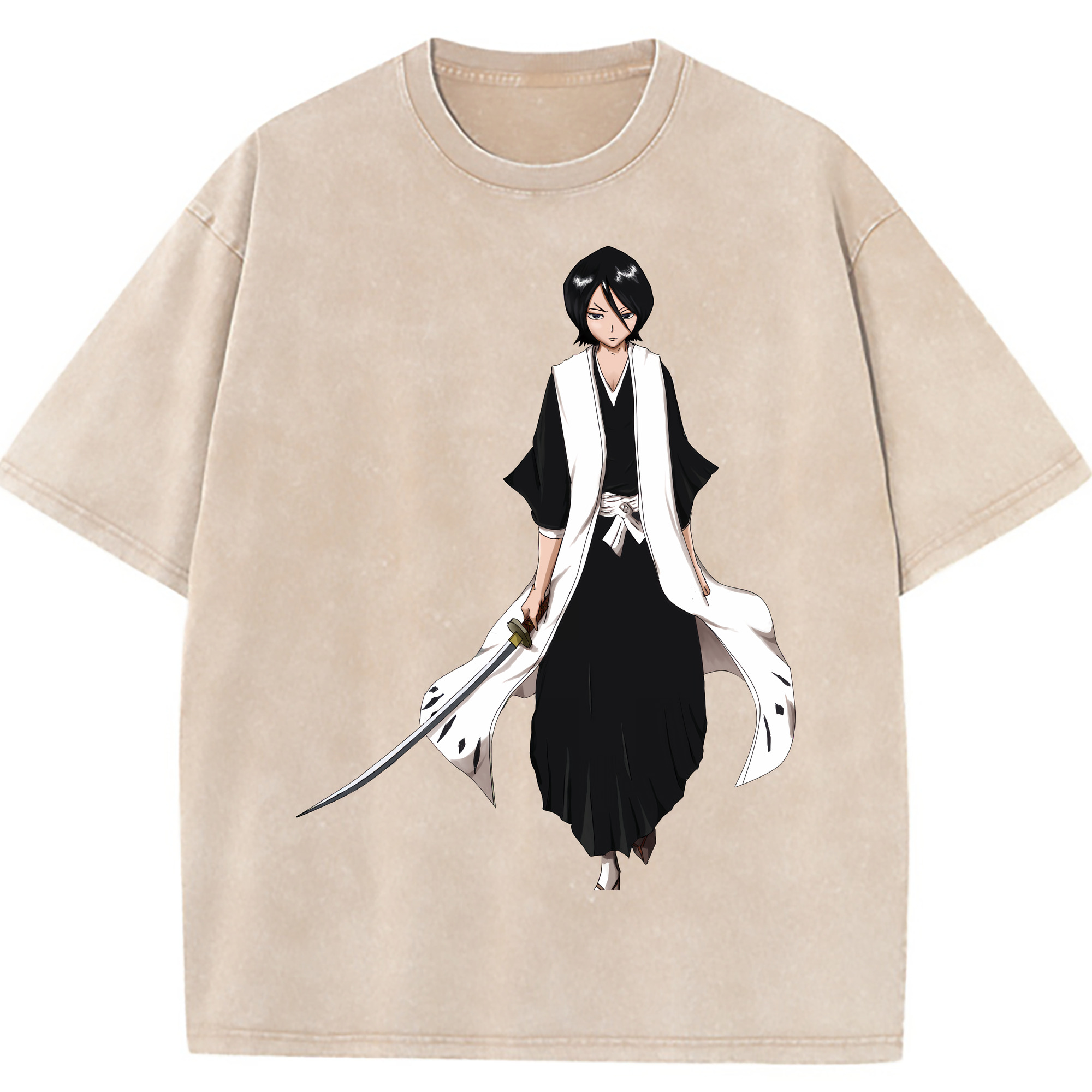 （画像用） ブリーチ 朽木ルキア BLEACH Kuchiki Rukia 綿100% ヴィンテージ風 半袖Tシャツ（フロントプリント）