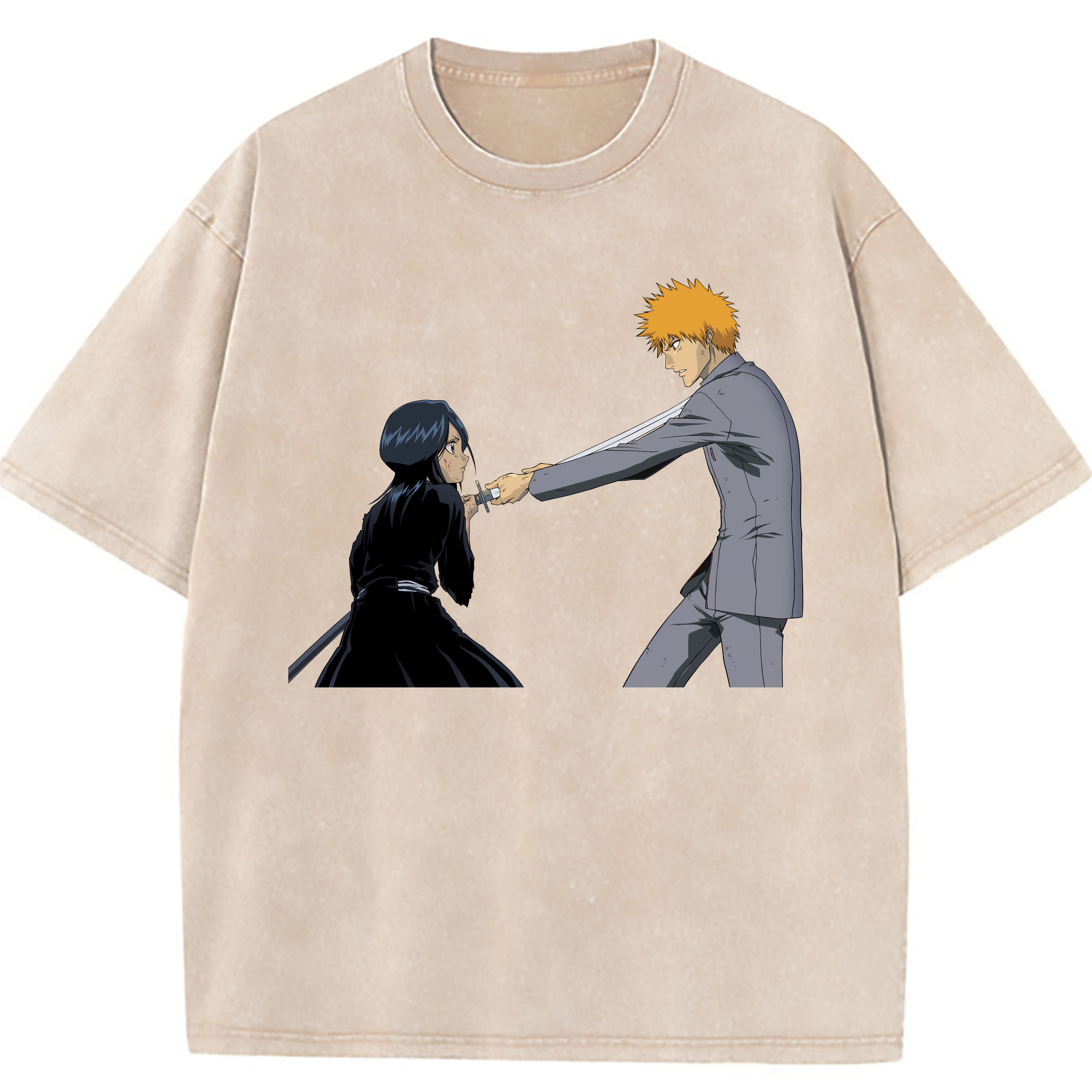 （画像用） ブリーチ 朽木ルキア BLEACH Kuchiki Rukia 綿100% ヴィンテージ風 半袖Tシャツ（フロントプリント）