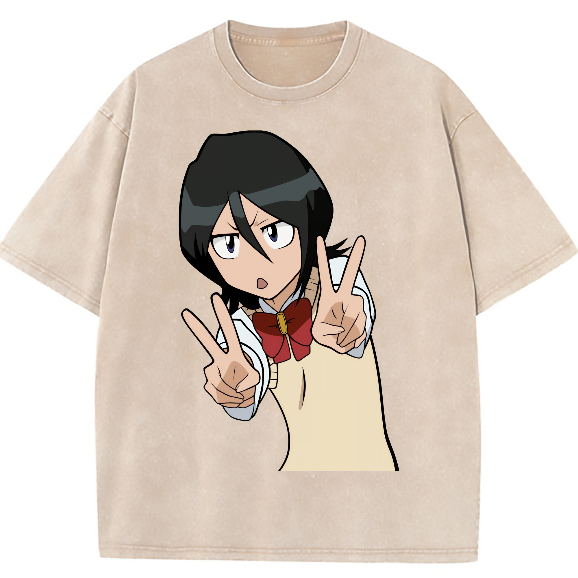 （画像用） ブリーチ 朽木ルキア BLEACH Kuchiki Rukia 綿100% ヴィンテージ風 半袖Tシャツ（フロントプリント）