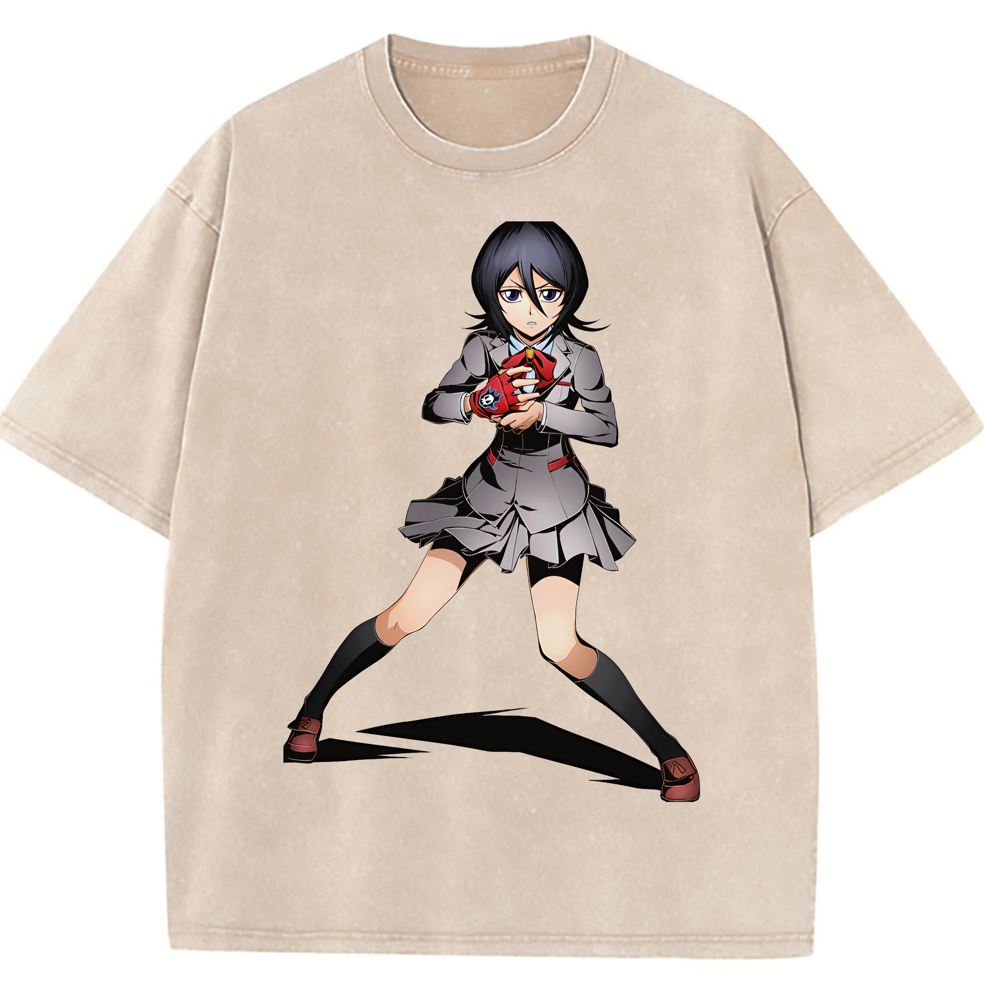 （画像用） ブリーチ 朽木ルキア BLEACH Kuchiki Rukia 綿100% ヴィンテージ風 半袖Tシャツ（フロントプリント）