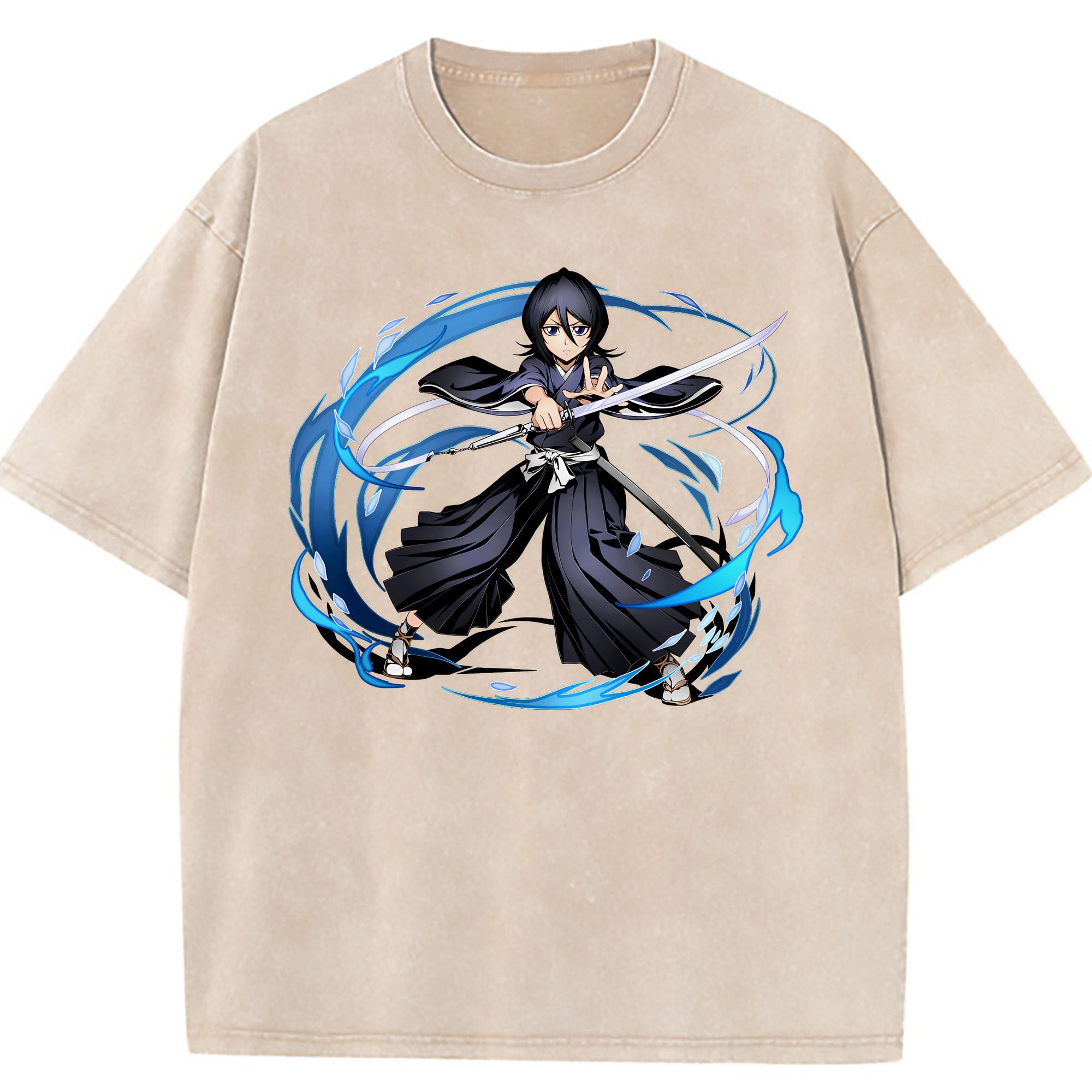 （画像用） ブリーチ 朽木ルキア BLEACH Kuchiki Rukia 綿100% ヴィンテージ風 半袖Tシャツ（フロントプリント）