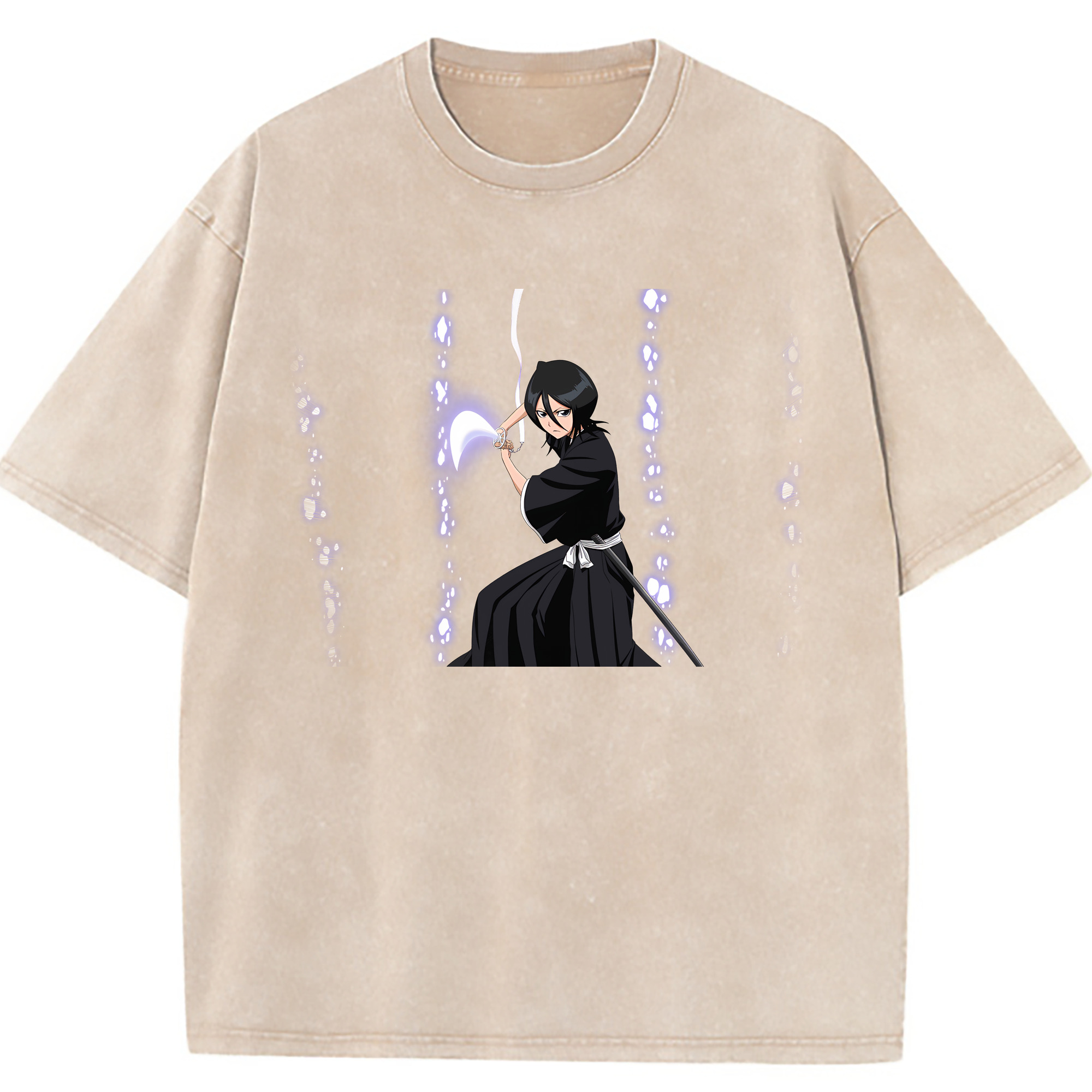 （画像用） ブリーチ 朽木ルキア BLEACH Kuchiki Rukia 綿100% ヴィンテージ風 半袖Tシャツ（フロントプリント）