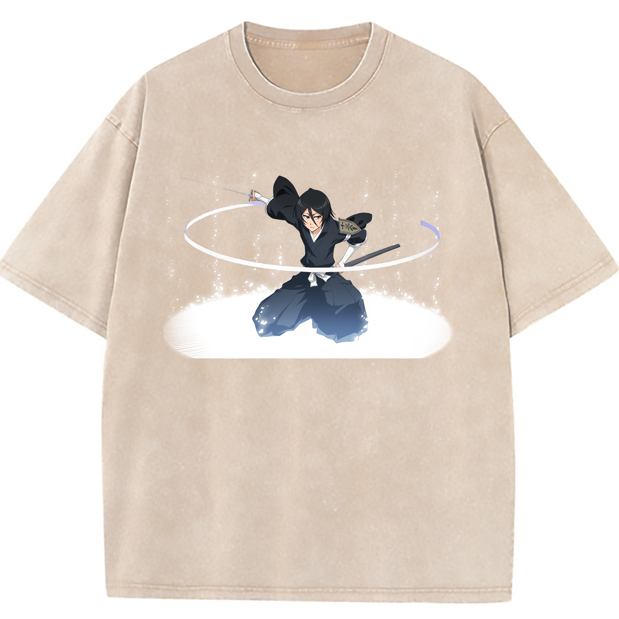 （画像用） ブリーチ 朽木ルキア BLEACH Kuchiki Rukia 綿100% ヴィンテージ風 半袖Tシャツ（フロントプリント）
