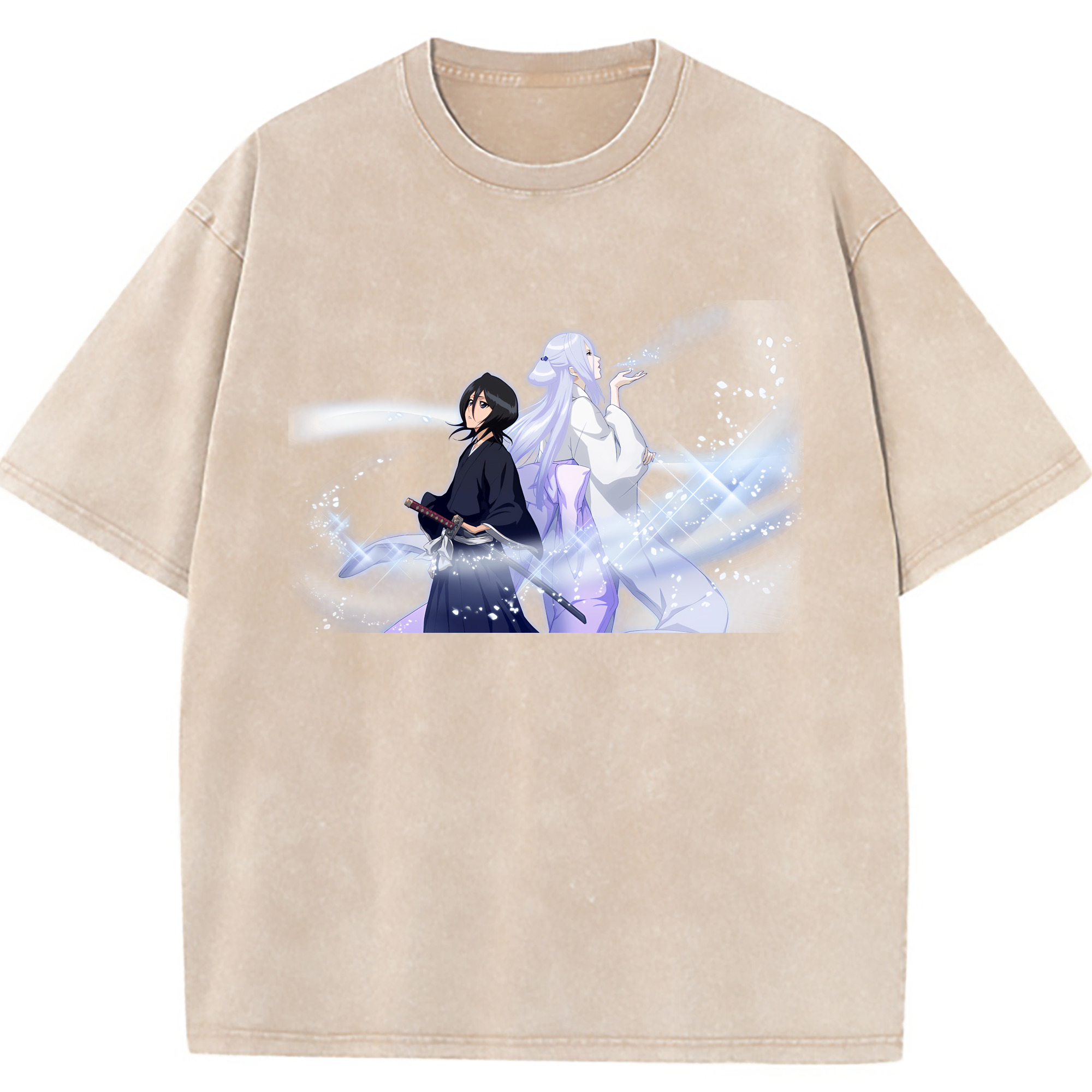 （画像用） ブリーチ 朽木ルキア BLEACH Kuchiki Rukia 綿100% ヴィンテージ風 半袖Tシャツ（フロントプリント）