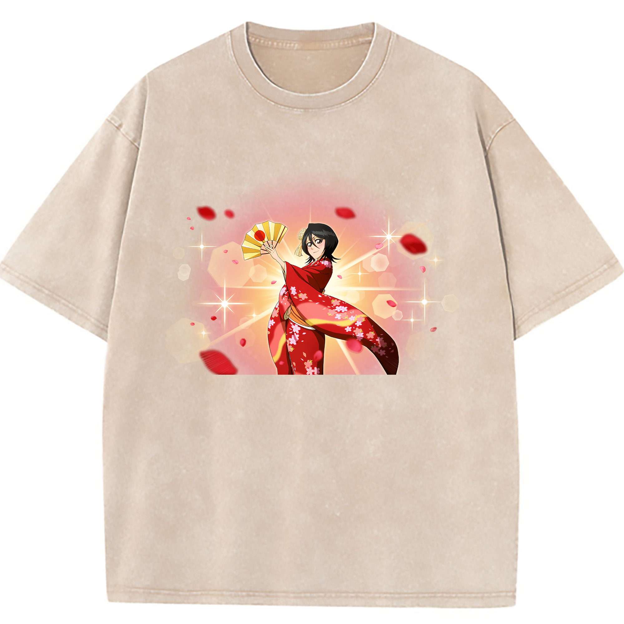 （画像用） ブリーチ 朽木ルキア BLEACH Kuchiki Rukia 綿100% ヴィンテージ風 半袖Tシャツ（フロントプリント）