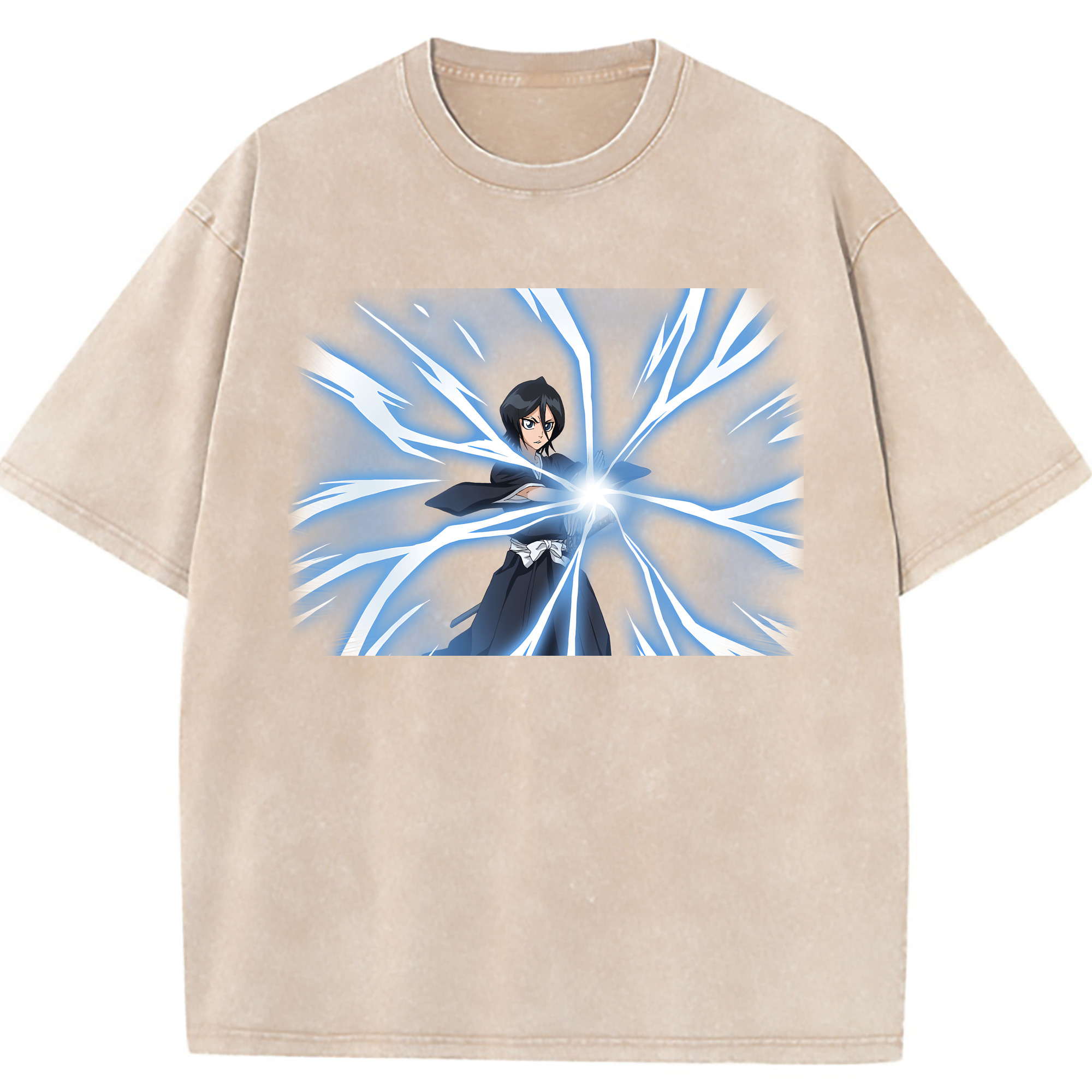 （画像用） ブリーチ 朽木ルキア BLEACH Kuchiki Rukia 綿100% ヴィンテージ風 半袖Tシャツ（フロントプリント）