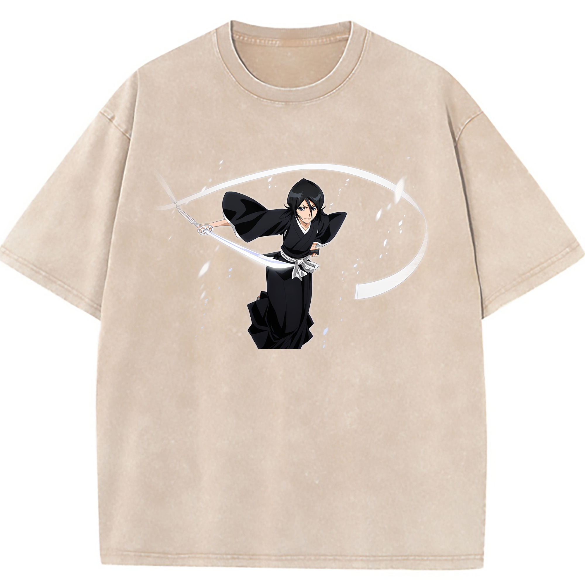（画像用） ブリーチ 朽木ルキア BLEACH Kuchiki Rukia 綿100% ヴィンテージ風 半袖Tシャツ（フロントプリント）