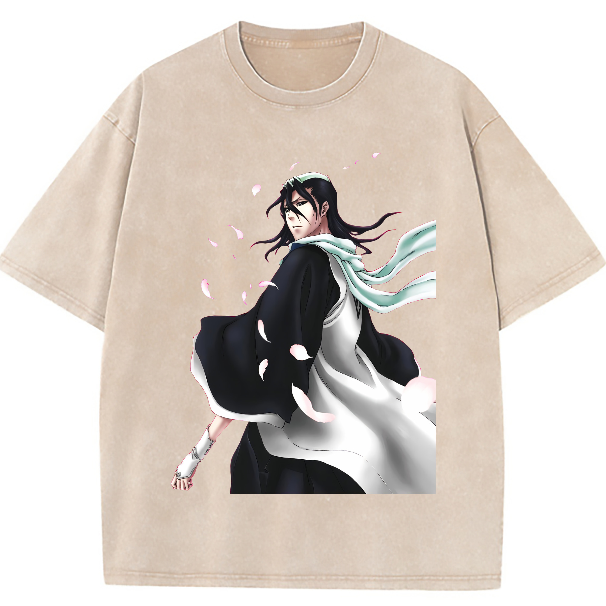 （画像用） ブリーチ くちき びゃくや BLEACH Kuchiki Byakuya 綿100% ヴィンテージ風 半袖Tシャツ（フロントプリント）