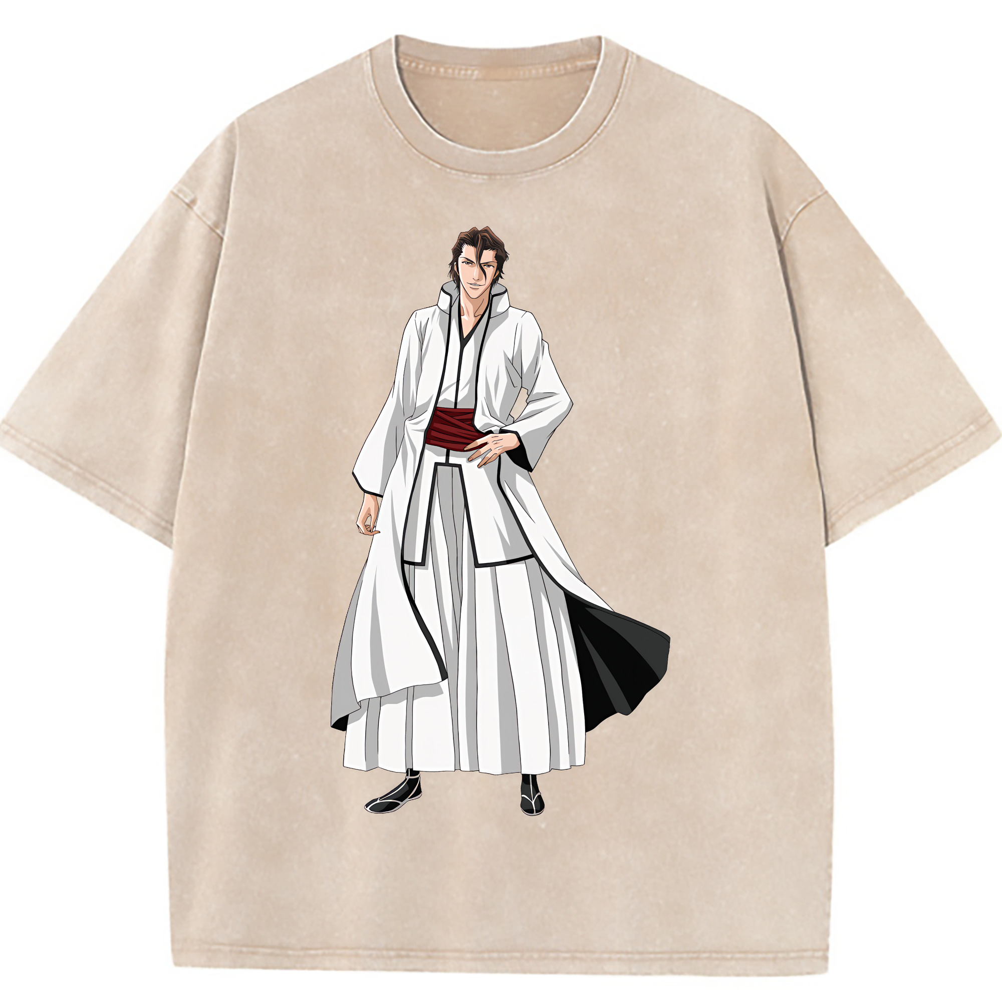 （画像用） ブリーチ 藍染 惣右介（あいぜん そうすけ） BLEACH Aizen Sousuke 綿100% ヴィンテージ風 半袖Tシャツ（フロントプリント）