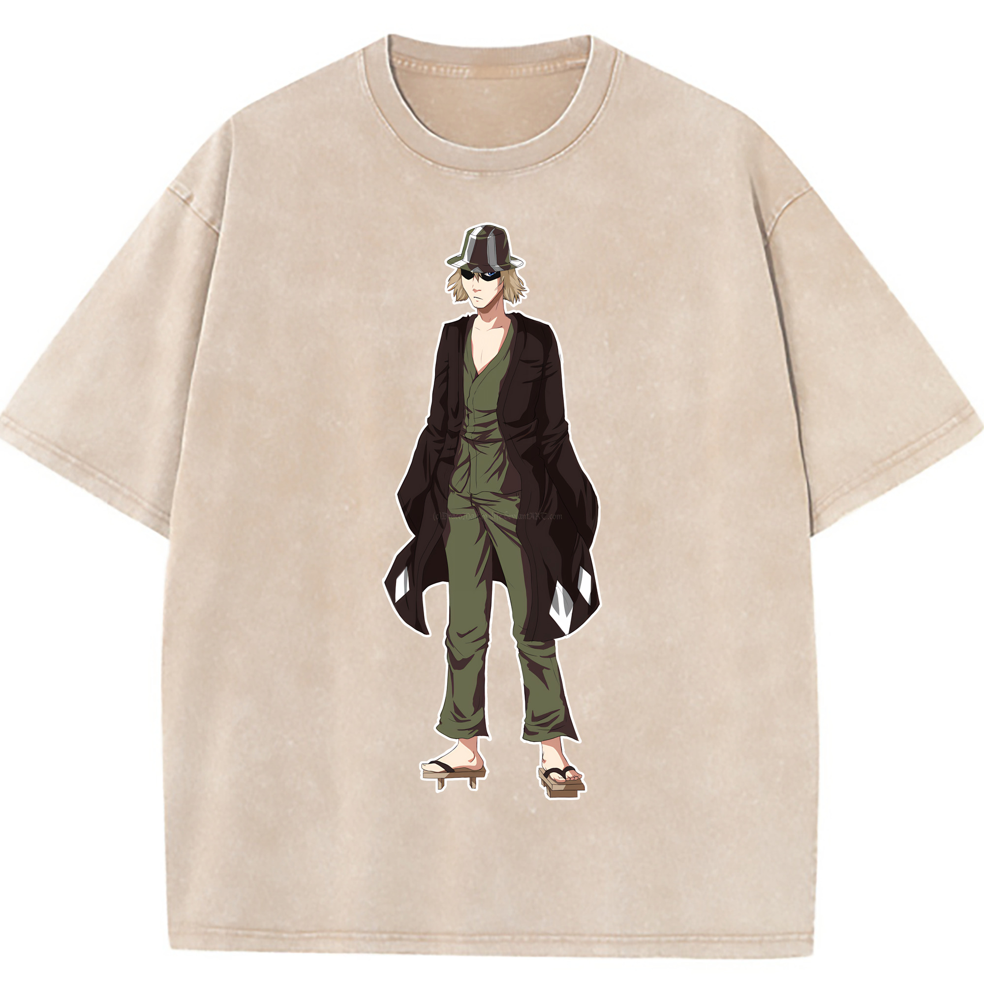 （画像用） "ブリーチ 浦原 喜助（うらはら きすけ） BLEACH Urahara Kisuke " 綿100% ヴィンテージ風 半袖Tシャツ（フロントプリント）