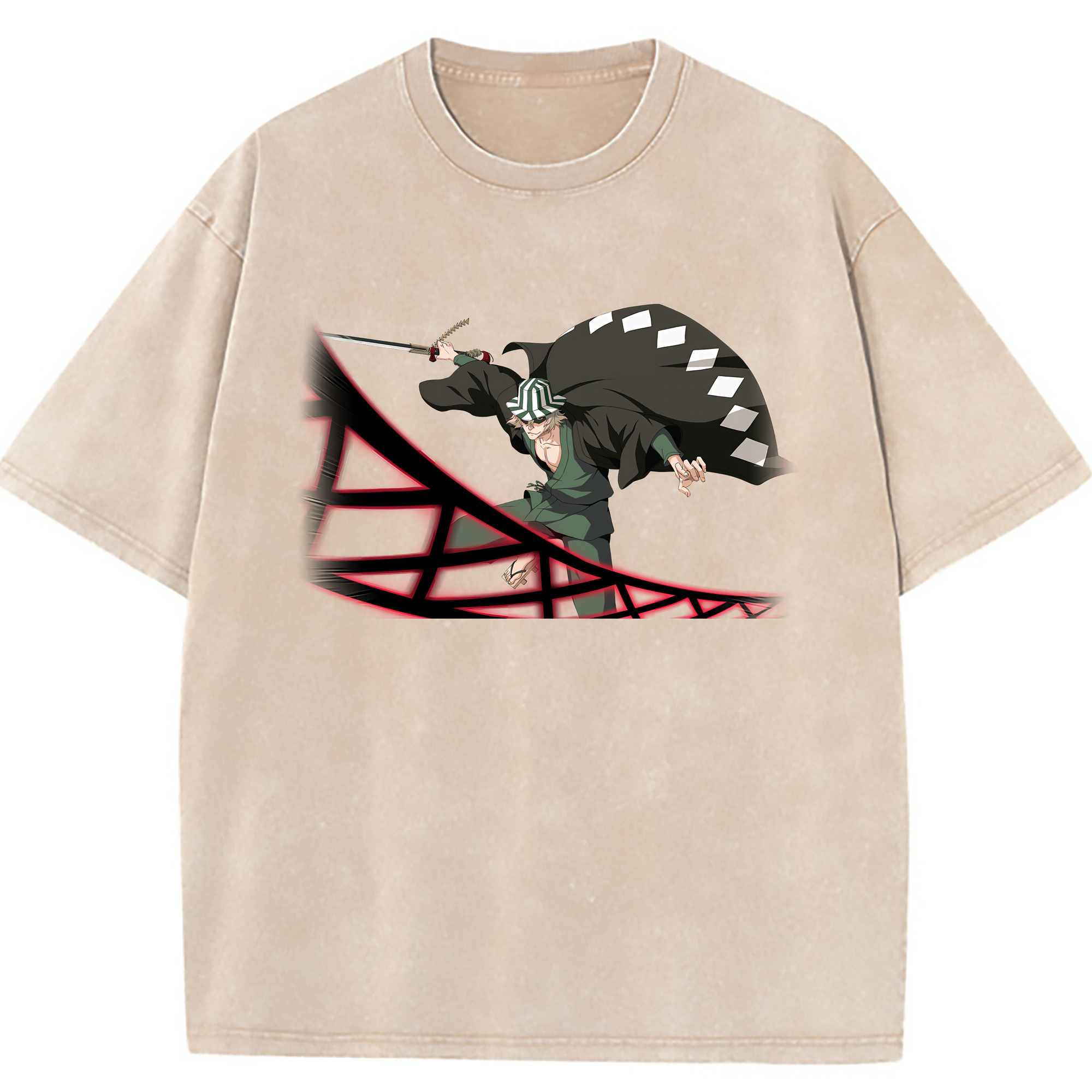 （画像用） "ブリーチ 浦原 喜助（うらはら きすけ） BLEACH Urahara Kisuke " 綿100% ヴィンテージ風 半袖Tシャツ（フロントプリント）