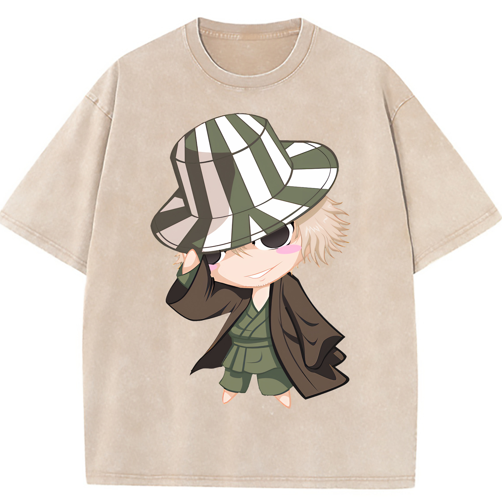 （画像用） "ブリーチ 浦原 喜助（うらはら きすけ） BLEACH Urahara Kisuke " 綿100% ヴィンテージ風 半袖Tシャツ（フロントプリント）