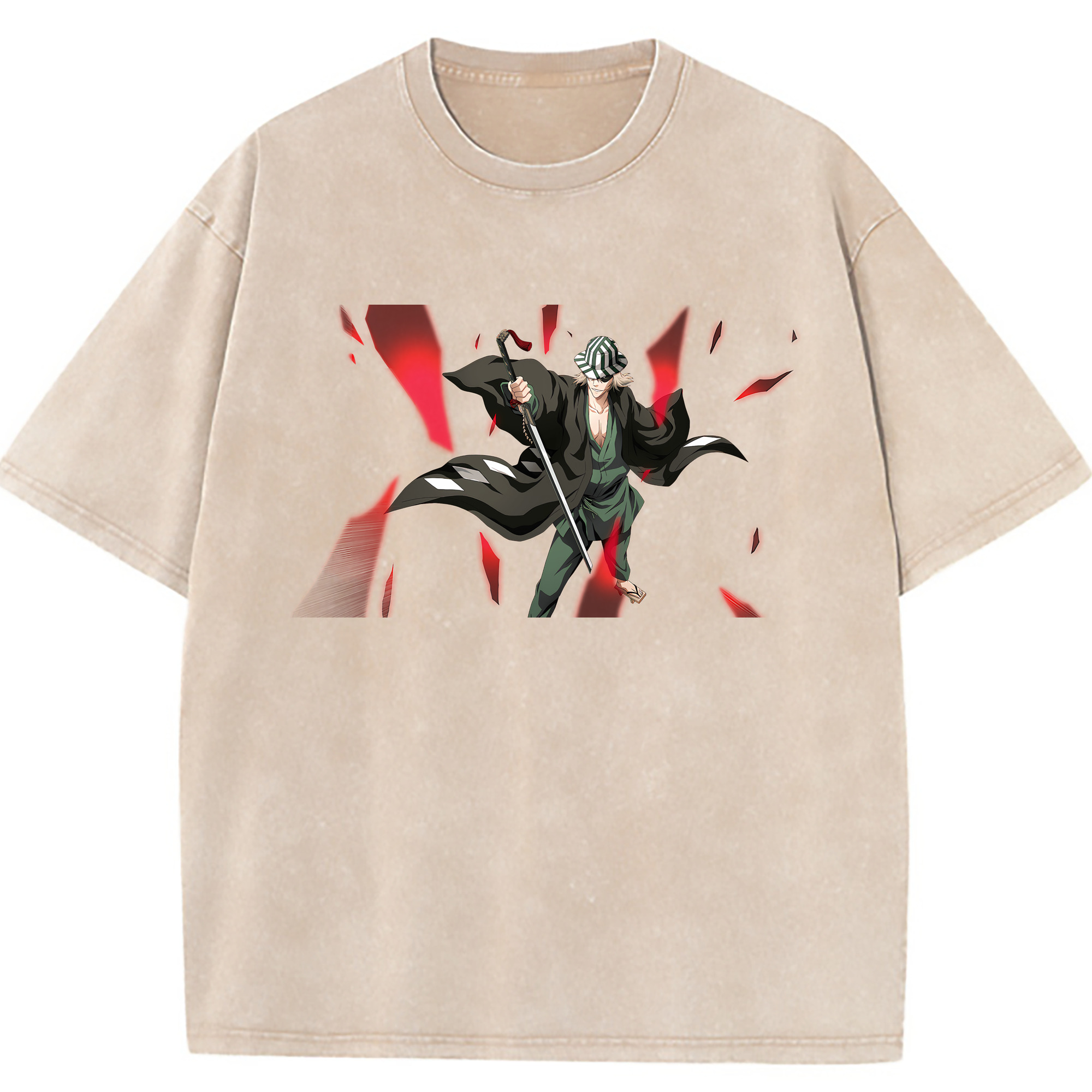 （画像用） "ブリーチ 浦原 喜助（うらはら きすけ） BLEACH Urahara Kisuke " 綿100% ヴィンテージ風 半袖Tシャツ（フロントプリント）