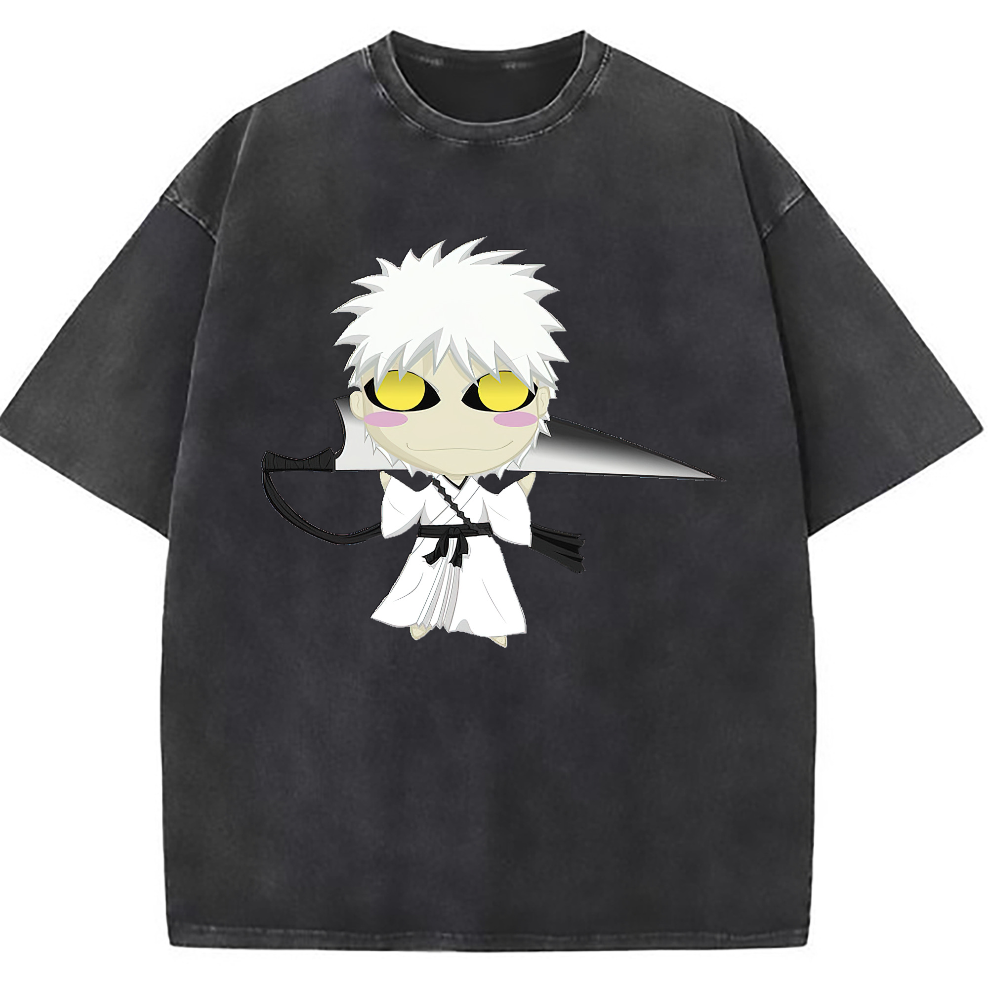 （画像用） ブリーチ 黒崎一護（くろさき いちご）BLEACH Kurosaki Ichigo 綿100% ヴィンテージ風 半袖Tシャツ（フロントプリント）