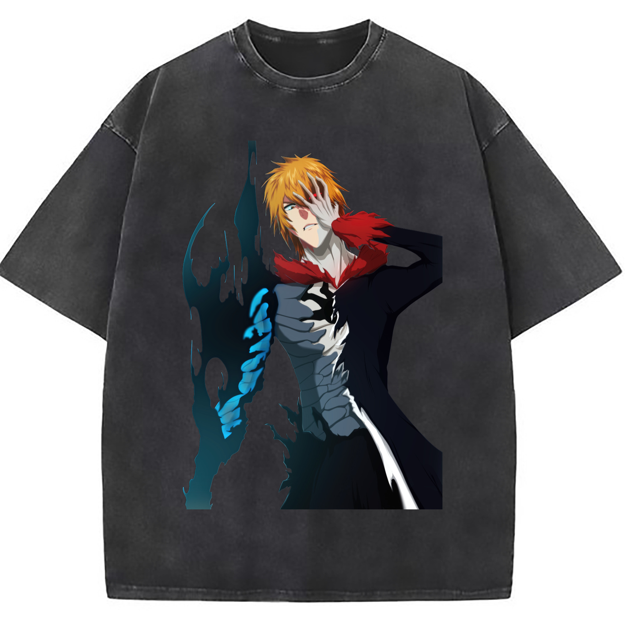 （画像用） ブリーチ 黒崎一護（くろさき いちご）BLEACH Kurosaki Ichigo 綿100% ヴィンテージ風 半袖Tシャツ（フロントプリント）