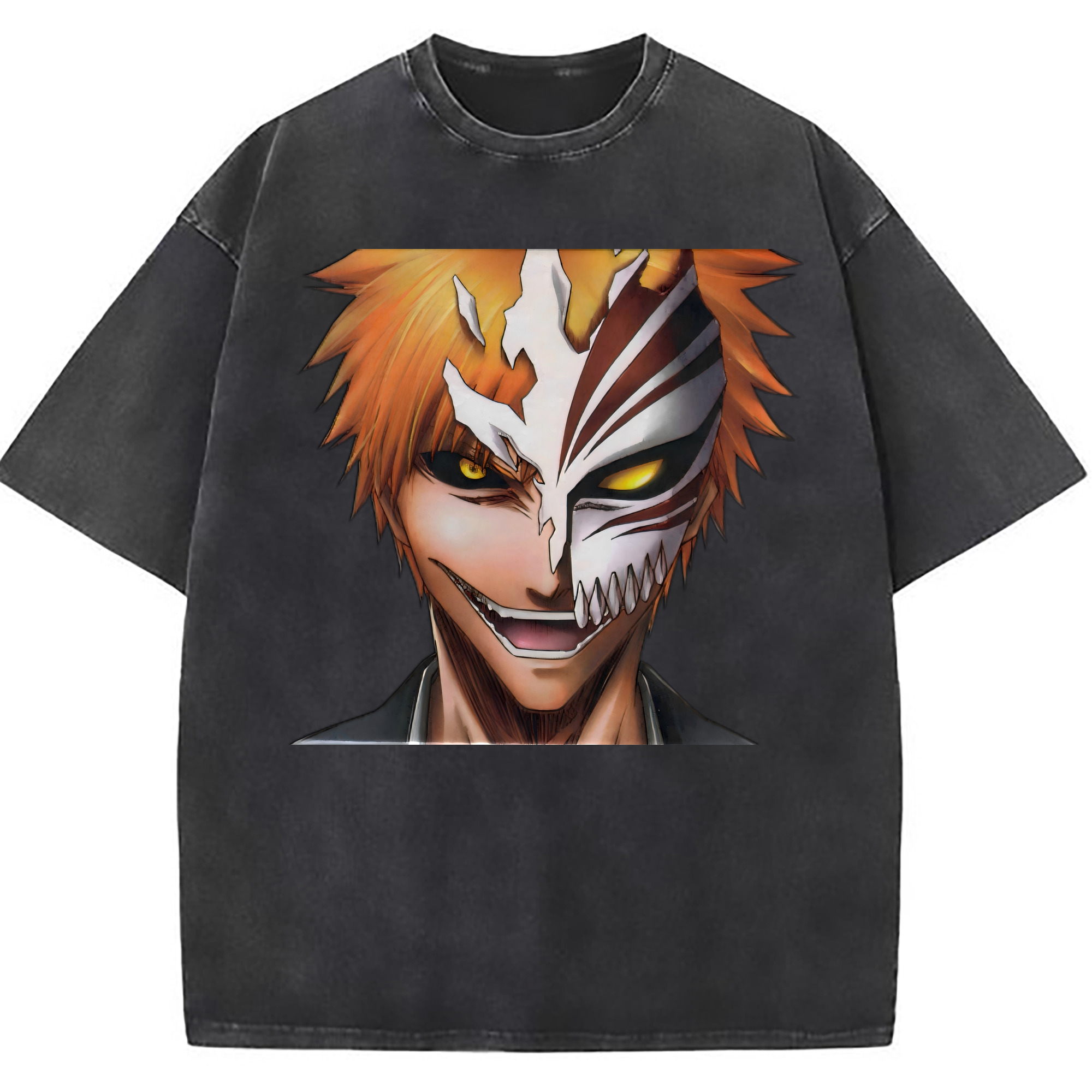 （画像用） ブリーチ 黒崎一護（くろさき いちご）BLEACH Kurosaki Ichigo 綿100% ヴィンテージ風 半袖Tシャツ（フロントプリント）