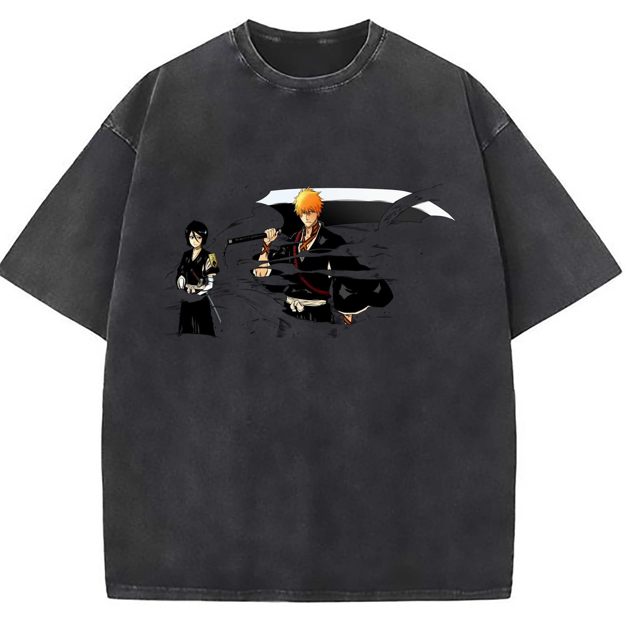 （画像用） ブリーチ 黒崎一護（くろさき いちご）BLEACH Kurosaki Ichigo 綿100% ヴィンテージ風 半袖Tシャツ（フロントプリント）
