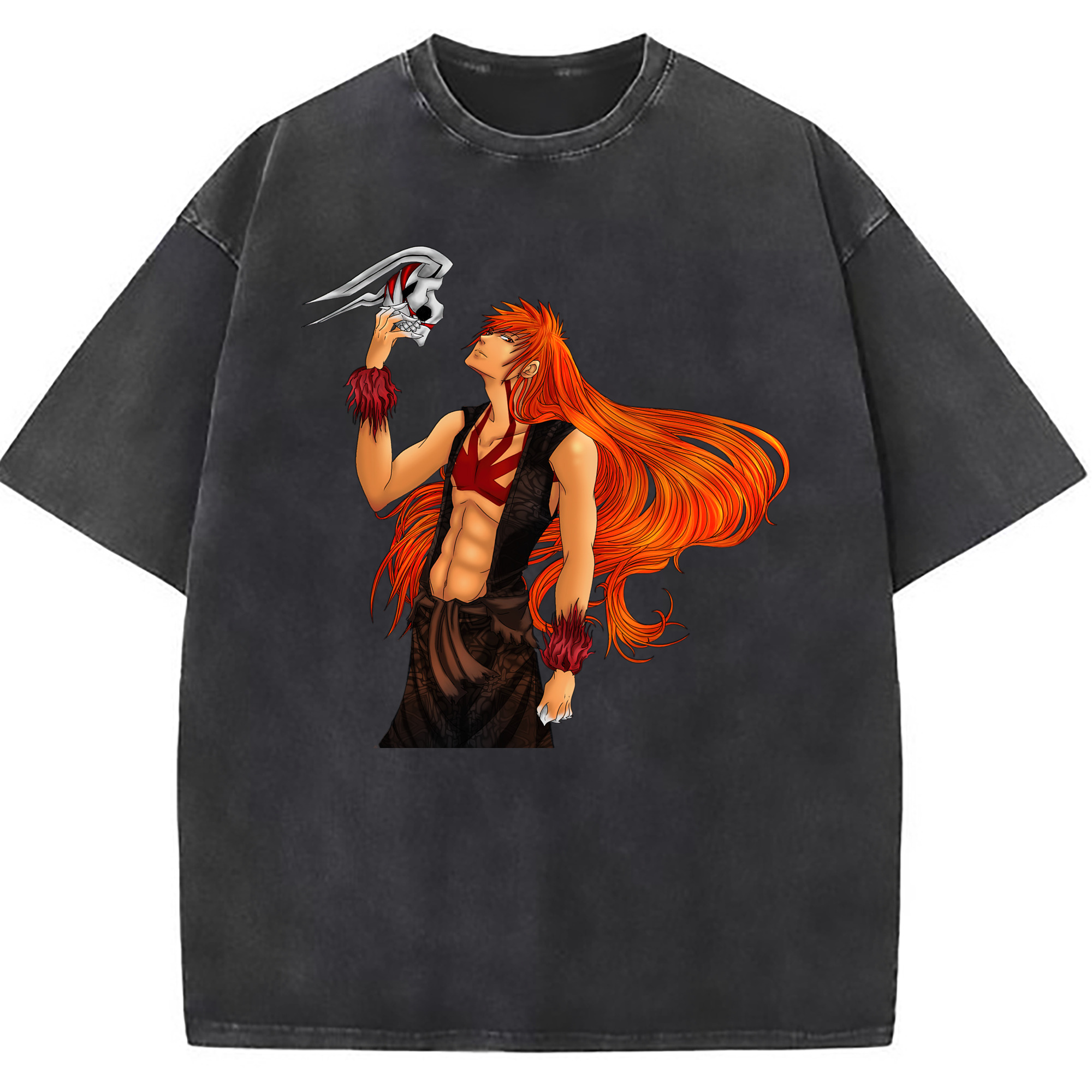 （画像用） ブリーチ 黒崎一護（くろさき いちご）BLEACH Kurosaki Ichigo 綿100% ヴィンテージ風 半袖Tシャツ（フロントプリント）