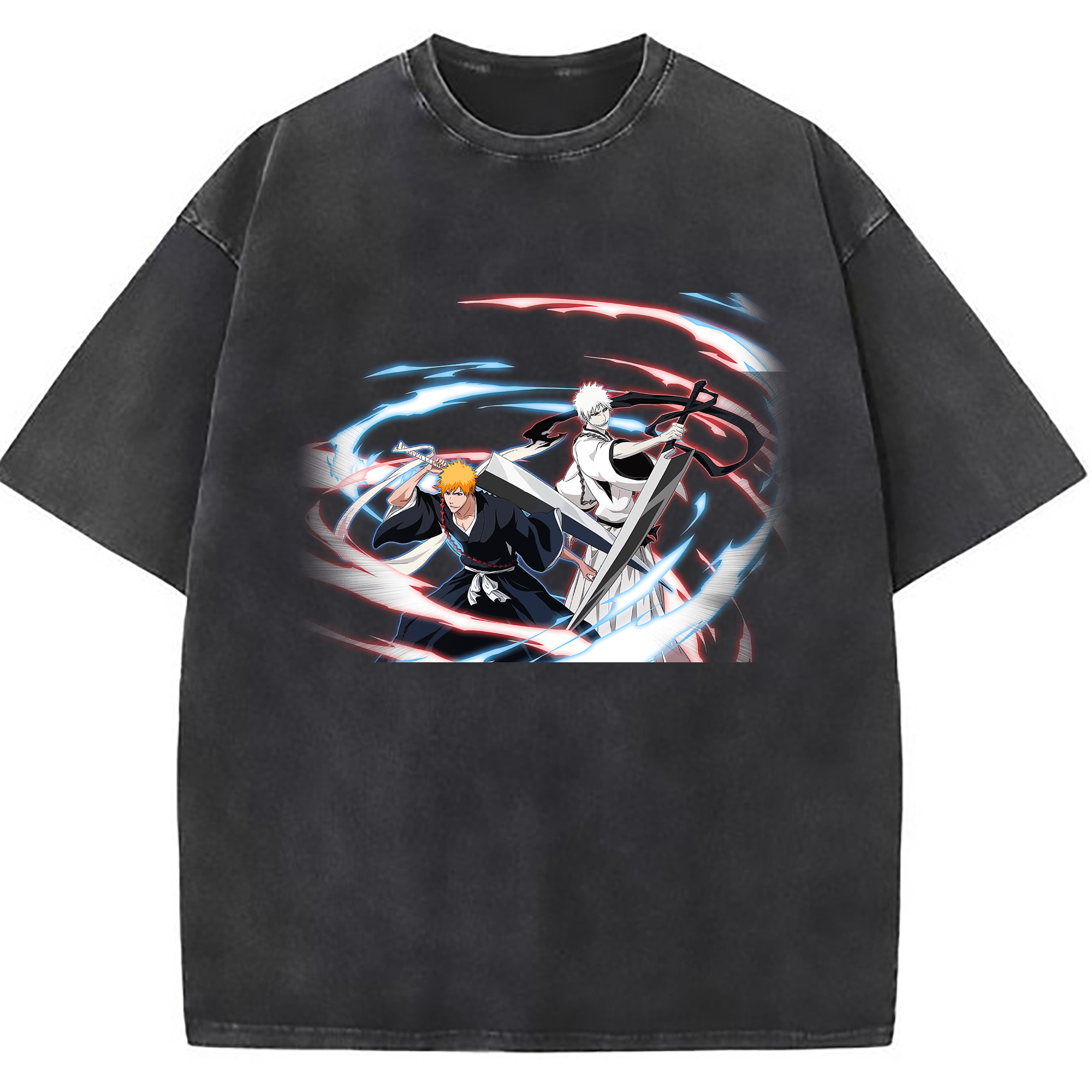 （画像用） ブリーチ 黒崎一護（くろさき いちご）BLEACH Kurosaki Ichigo 綿100% ヴィンテージ風 半袖Tシャツ（フロントプリント）
