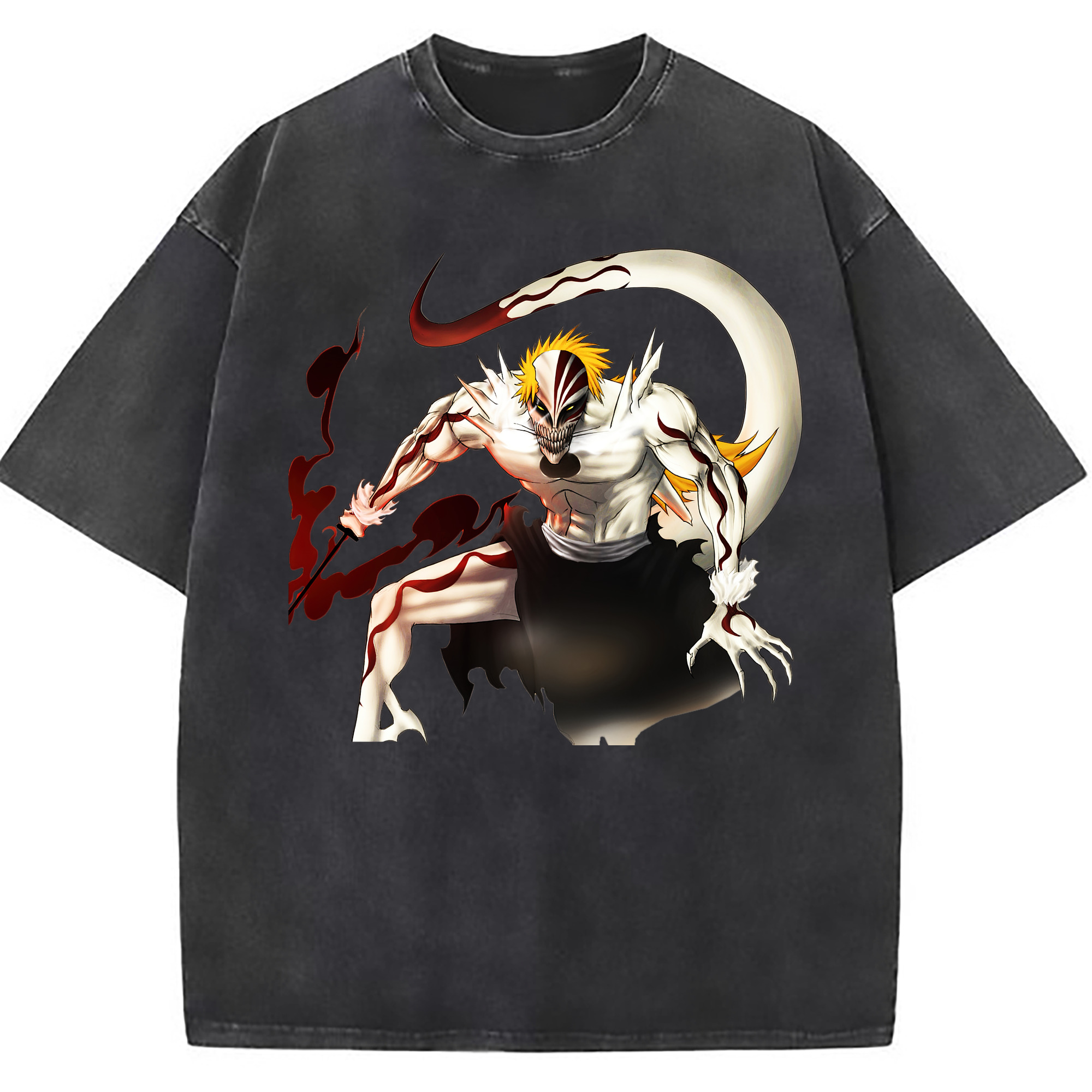 （画像用） ブリーチ 黒崎一護（くろさき いちご）BLEACH Kurosaki Ichigo 綿100% ヴィンテージ風 半袖Tシャツ（フロントプリント）