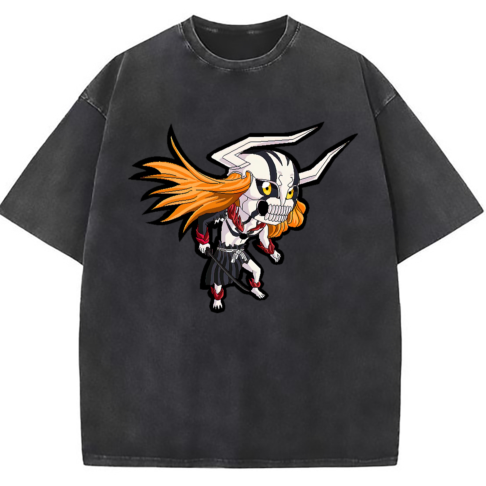 （画像用） ブリーチ 黒崎一護（くろさき いちご）BLEACH Kurosaki Ichigo 綿100% ヴィンテージ風 半袖Tシャツ（フロントプリント）
