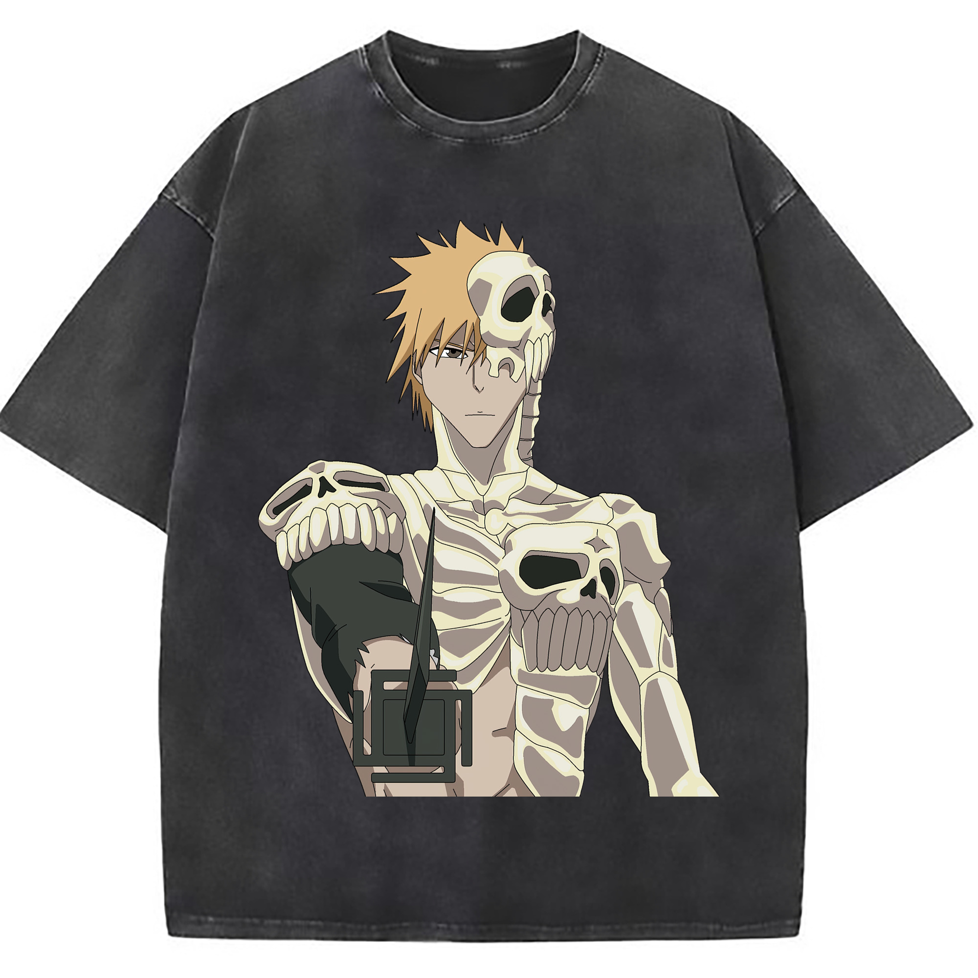 （画像用） ブリーチ 黒崎一護（くろさき いちご）BLEACH Kurosaki Ichigo 綿100% ヴィンテージ風 半袖Tシャツ（フロントプリント）