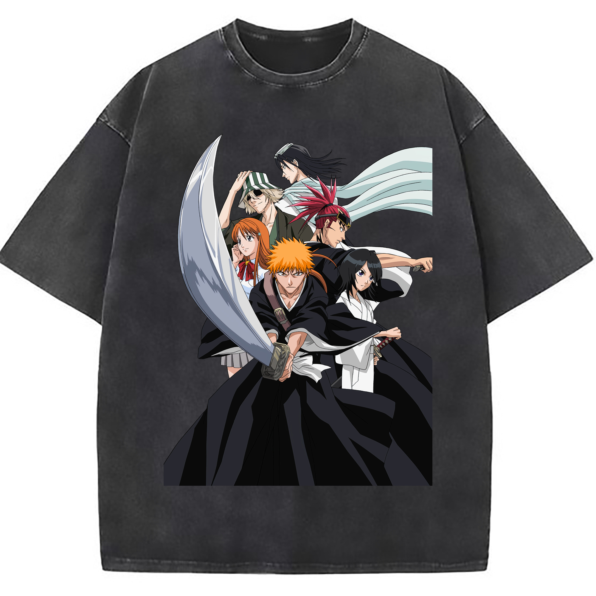（画像用） ブリーチ 黒崎一護（くろさき いちご）BLEACH Kurosaki Ichigo 綿100% ヴィンテージ風 半袖Tシャツ（フロントプリント）