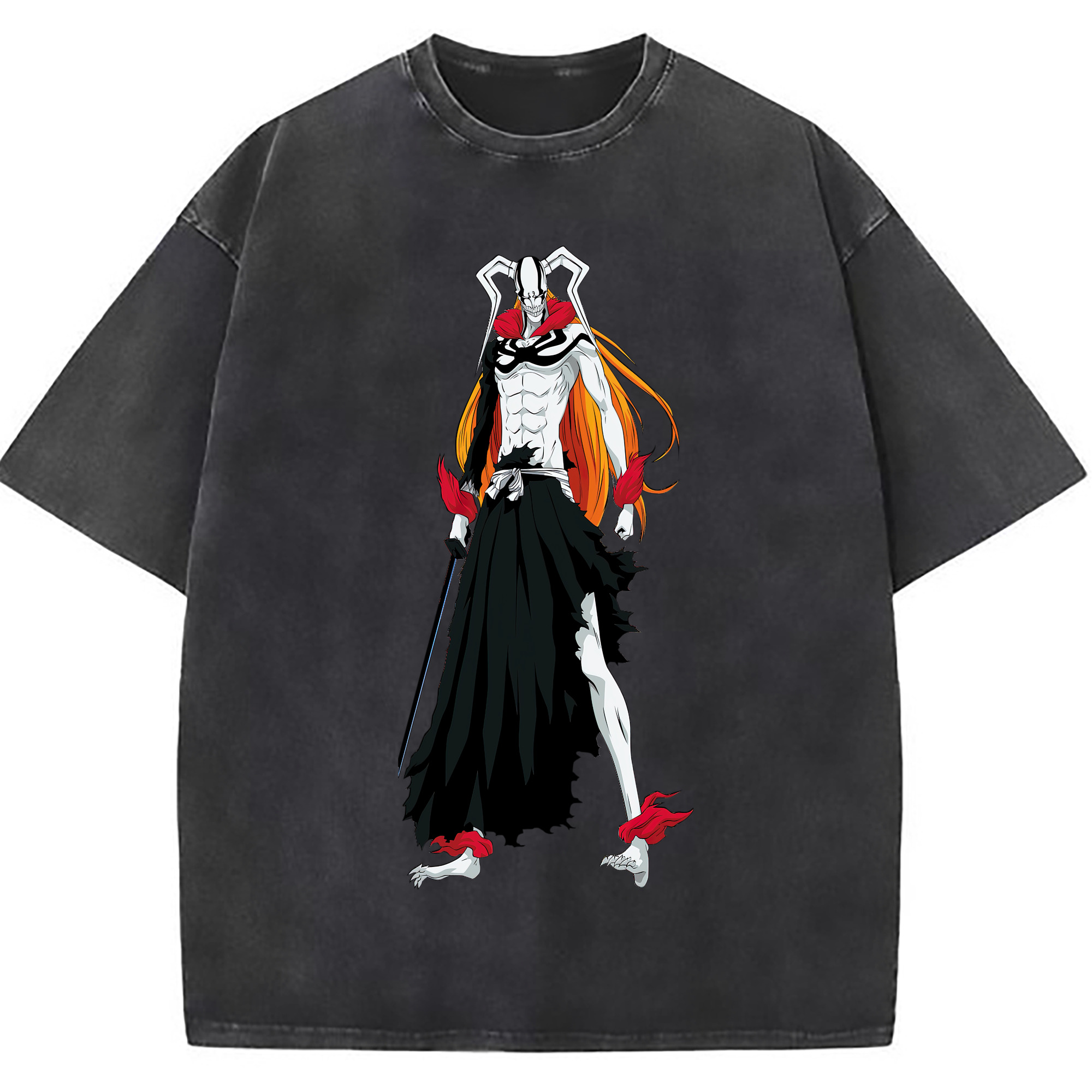 （画像用） ブリーチ 黒崎一護（くろさき いちご）BLEACH Kurosaki Ichigo 綿100% ヴィンテージ風 半袖Tシャツ（フロントプリント）
