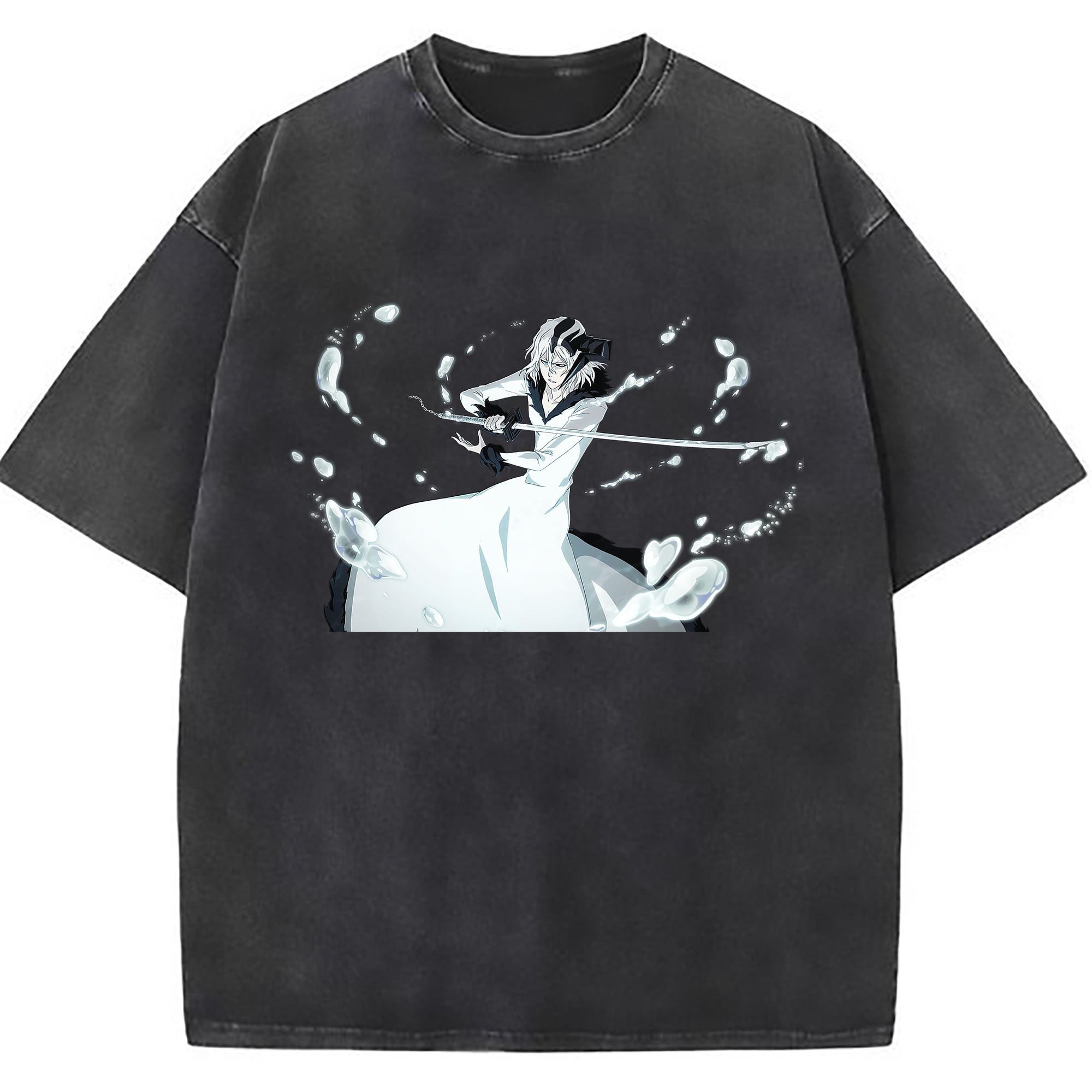 （画像用） ブリーチ 黒崎一護（くろさき いちご）BLEACH Kurosaki Ichigo 綿100% ヴィンテージ風 半袖Tシャツ（フロントプリント）