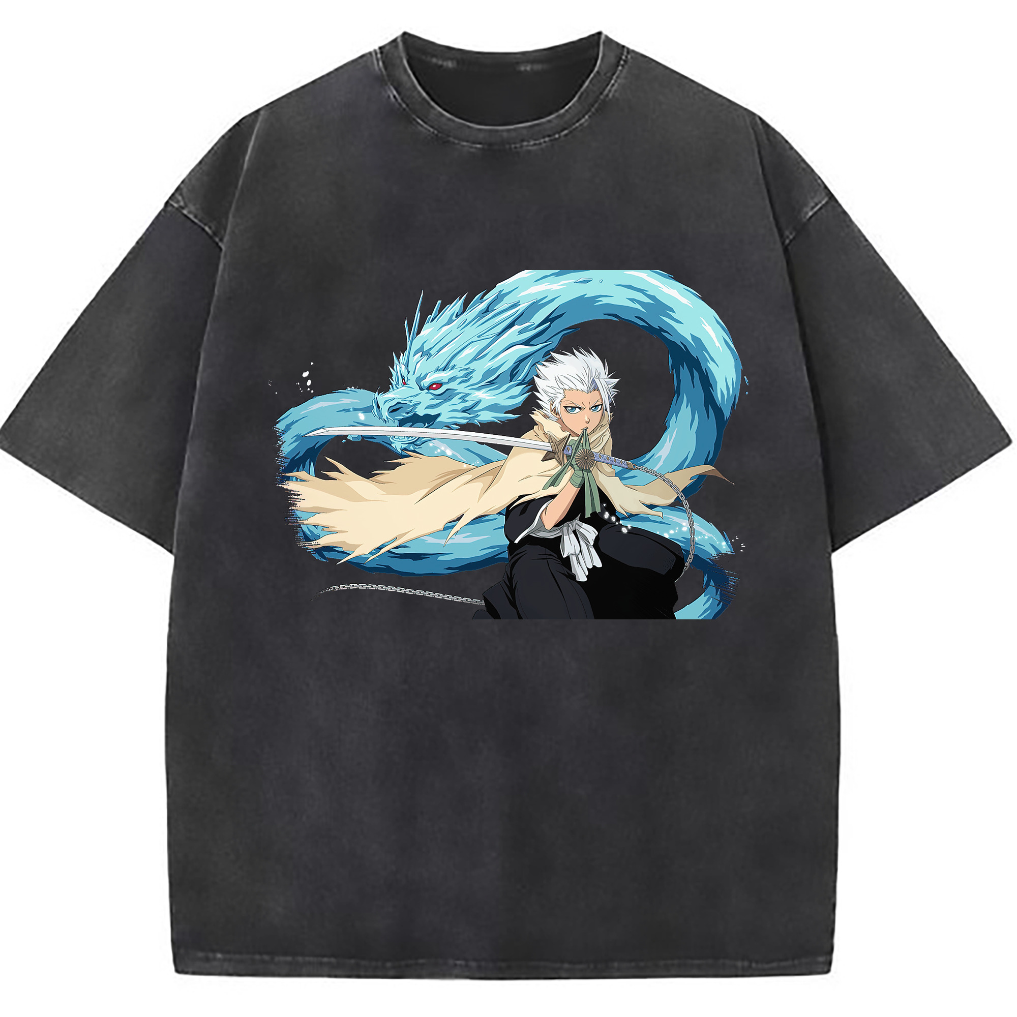 （画像用） ブリーチ 日番谷冬獅郎（ひつがや とうしろう） BLEACH Hitsugaya Toushirou 綿100% ヴィンテージ風 半袖Tシャツ（フロントプリント）