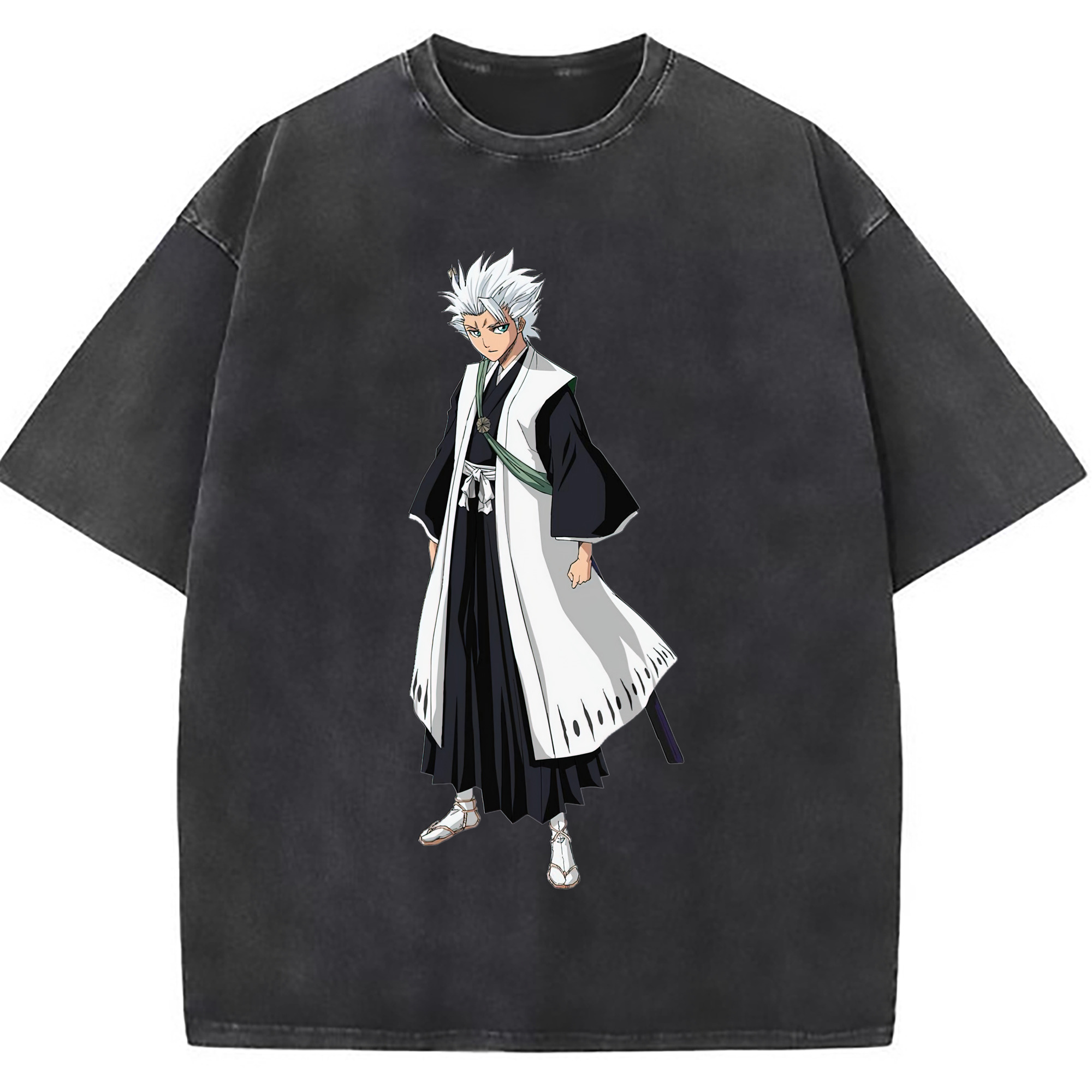 （画像用） ブリーチ 日番谷冬獅郎（ひつがや とうしろう） BLEACH Hitsugaya Toushirou 綿100% ヴィンテージ風 半袖Tシャツ（フロントプリント）