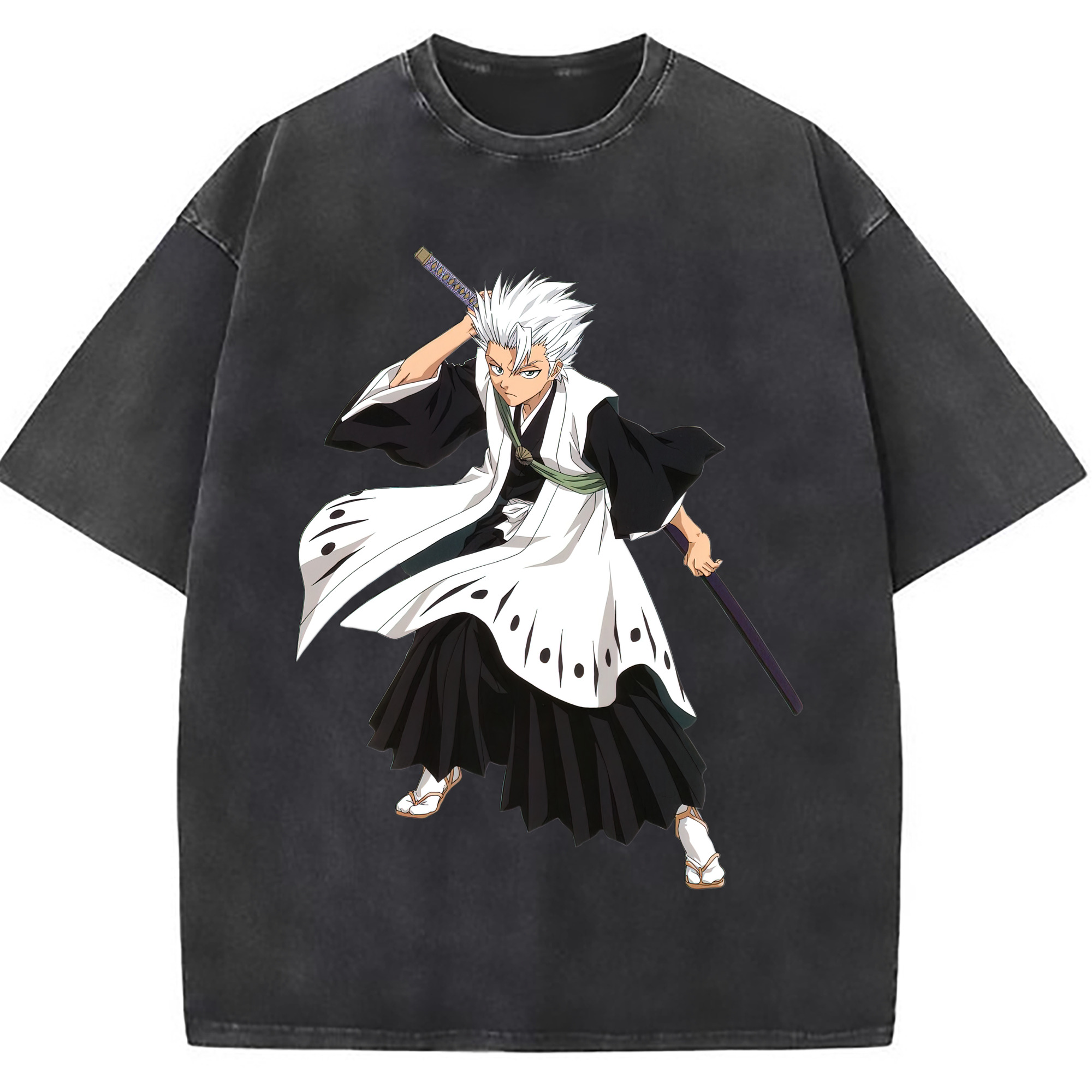 （画像用） ブリーチ 日番谷冬獅郎（ひつがや とうしろう） BLEACH Hitsugaya Toushirou 綿100% ヴィンテージ風 半袖Tシャツ（フロントプリント）