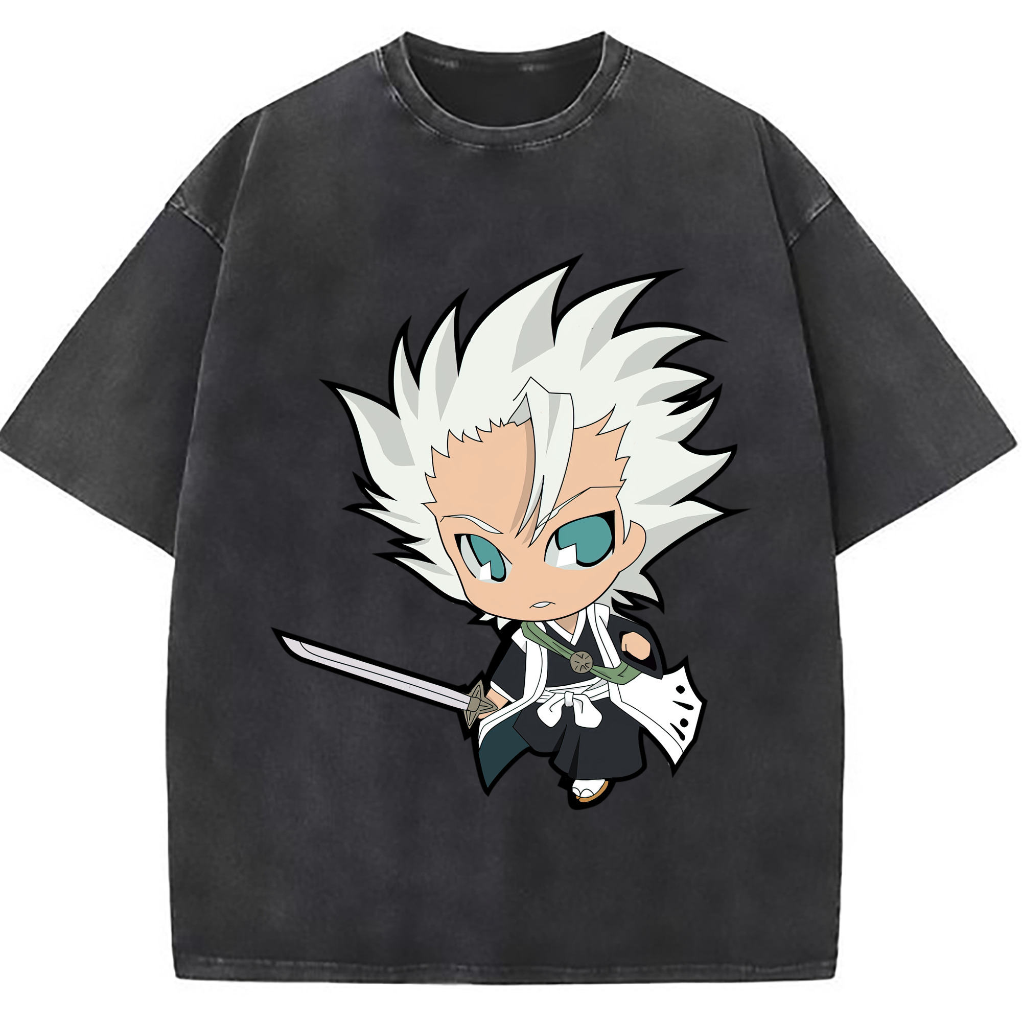 （画像用） ブリーチ 日番谷冬獅郎（ひつがや とうしろう） BLEACH Hitsugaya Toushirou 綿100% ヴィンテージ風 半袖Tシャツ（フロントプリント）