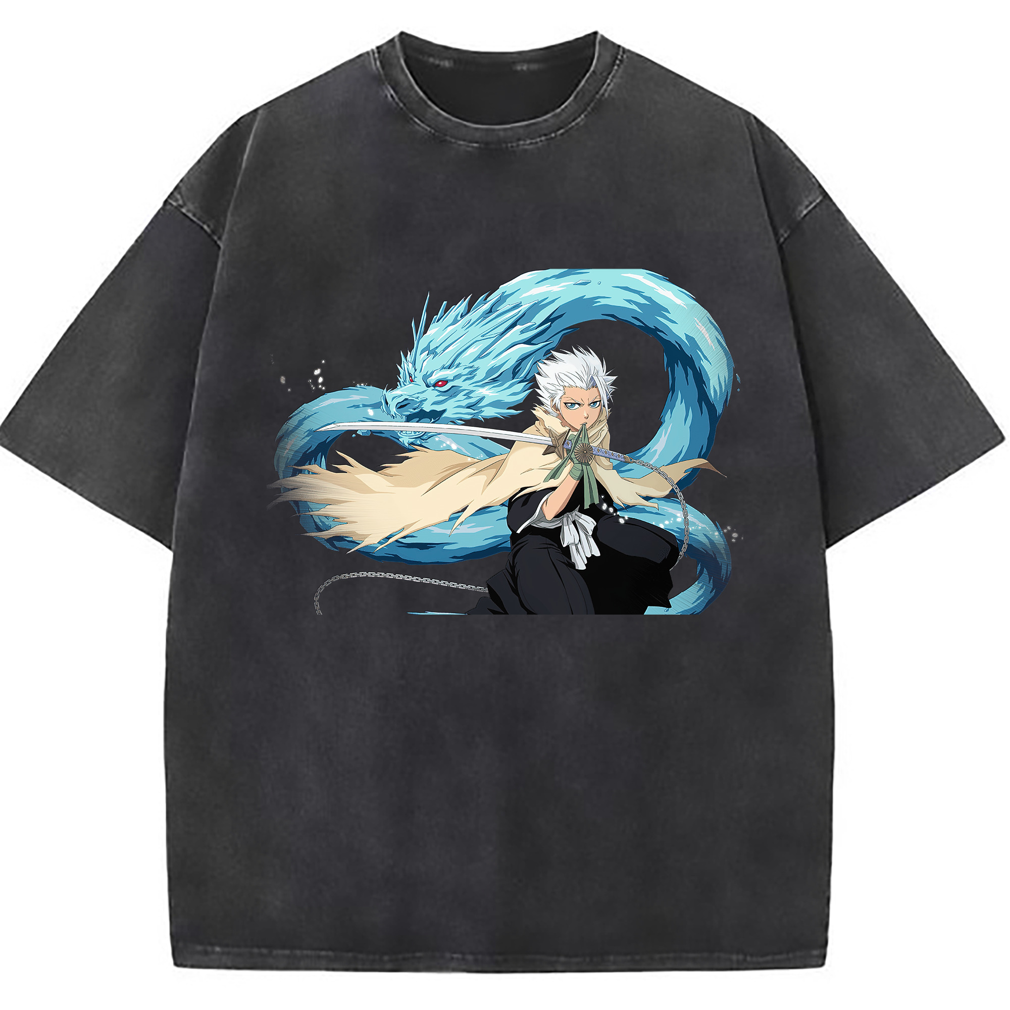 （画像用） ブリーチ 日番谷冬獅郎（ひつがや とうしろう） BLEACH Hitsugaya Toushirou 綿100% ヴィンテージ風 半袖Tシャツ（フロントプリント）