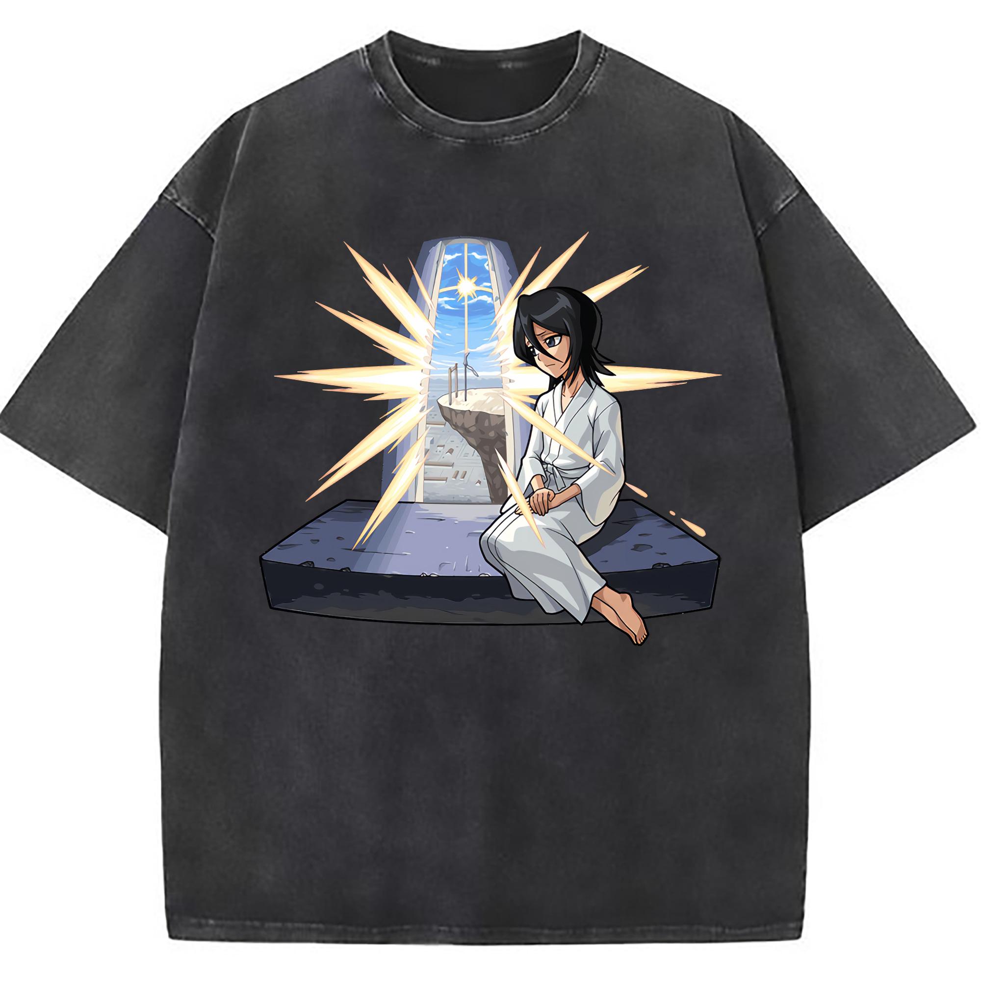 （画像用） ブリーチ 朽木ルキア BLEACH Kuchiki Rukia 綿100% ヴィンテージ風 半袖Tシャツ（フロントプリント）