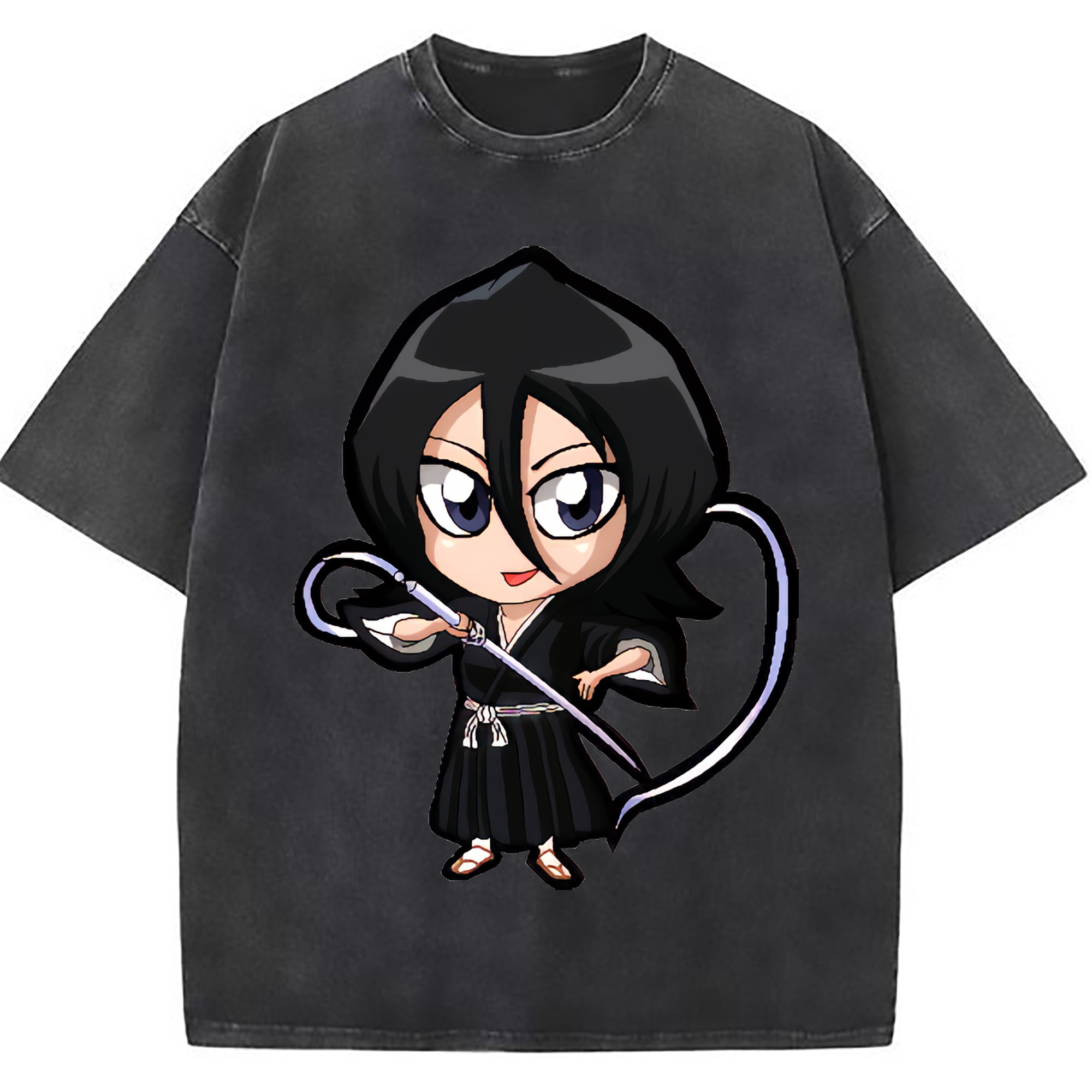 （画像用） ブリーチ 朽木ルキア BLEACH Kuchiki Rukia 綿100% ヴィンテージ風 半袖Tシャツ（フロントプリント）