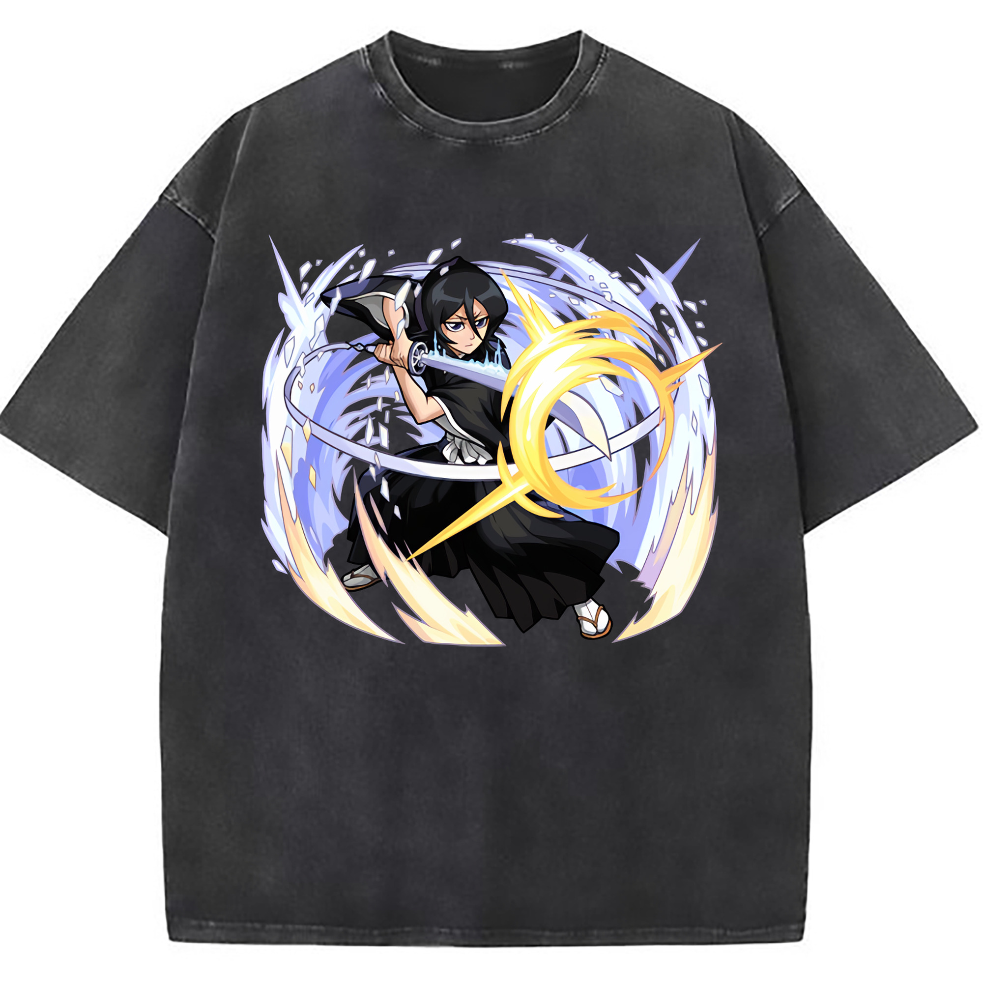 （画像用） ブリーチ 朽木ルキア BLEACH Kuchiki Rukia 綿100% ヴィンテージ風 半袖Tシャツ（フロントプリント）