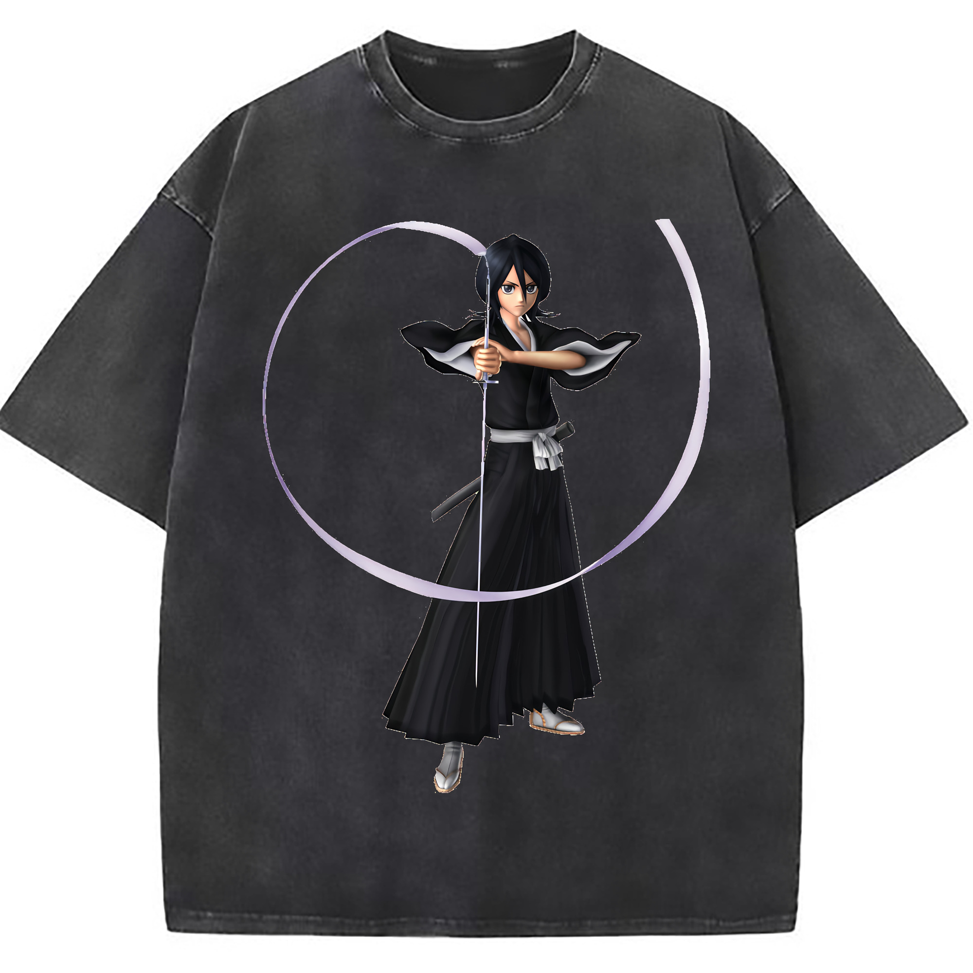 （画像用） ブリーチ 朽木ルキア BLEACH Kuchiki Rukia 綿100% ヴィンテージ風 半袖Tシャツ（フロントプリント）