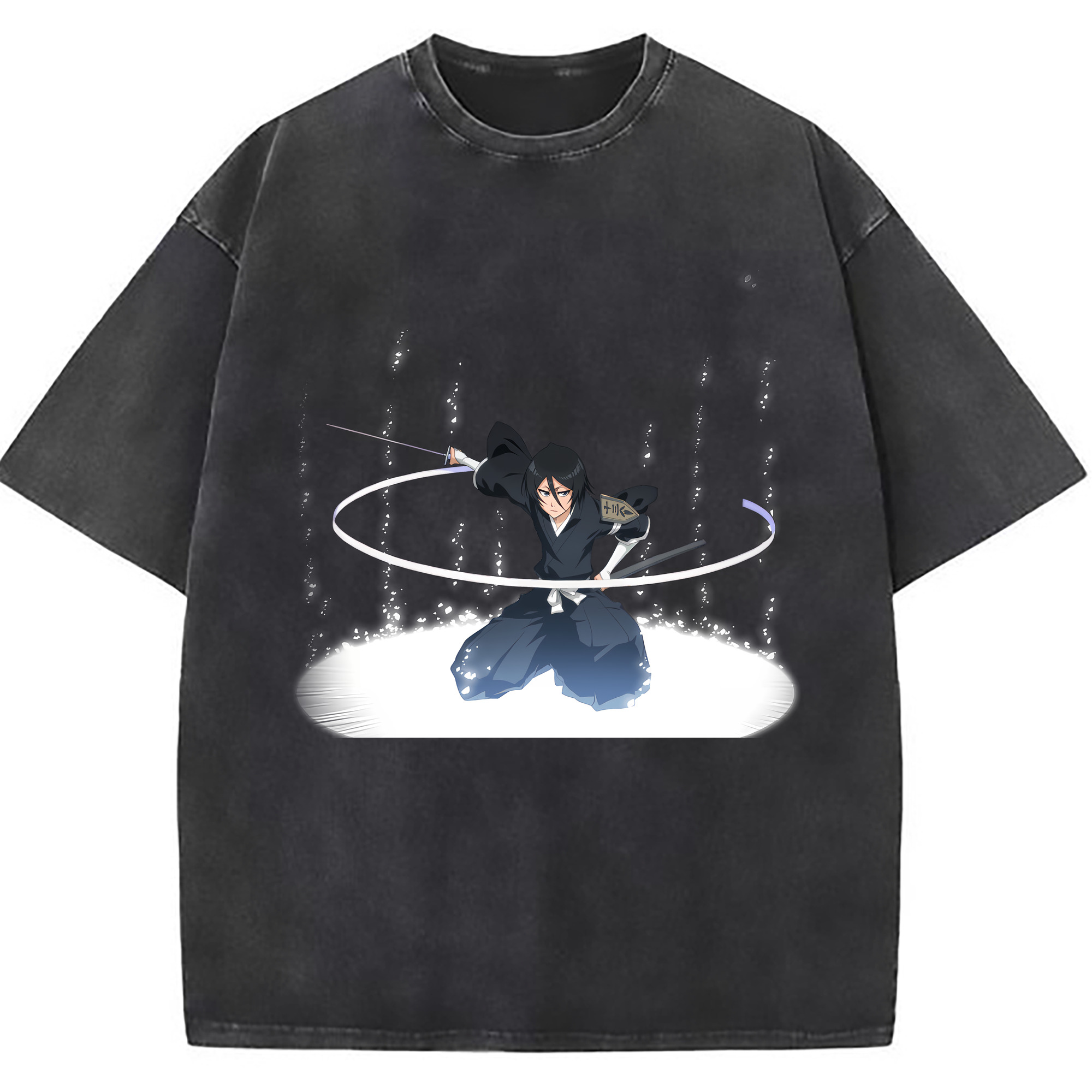 （画像用） ブリーチ 朽木ルキア BLEACH Kuchiki Rukia 綿100% ヴィンテージ風 半袖Tシャツ（フロントプリント）