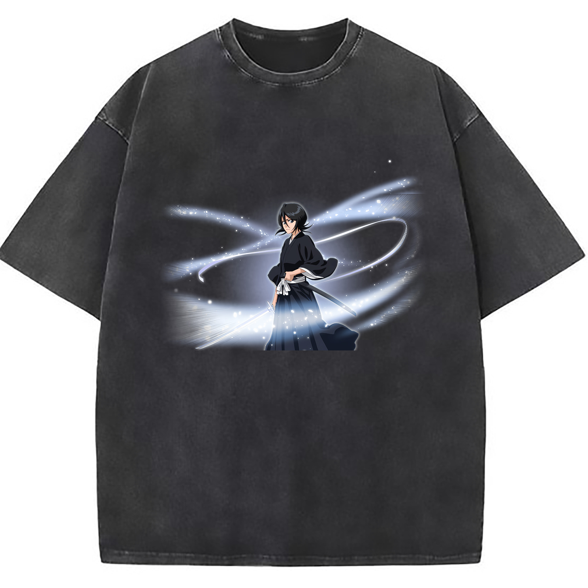 （画像用） ブリーチ 朽木ルキア BLEACH Kuchiki Rukia 綿100% ヴィンテージ風 半袖Tシャツ（フロントプリント）