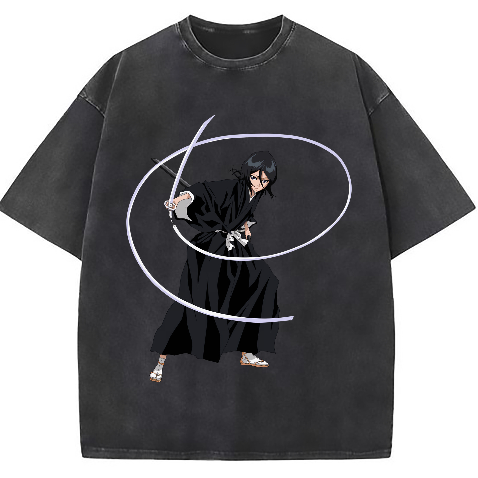 （画像用） ブリーチ 朽木ルキア BLEACH Kuchiki Rukia 綿100% ヴィンテージ風 半袖Tシャツ（フロントプリント）