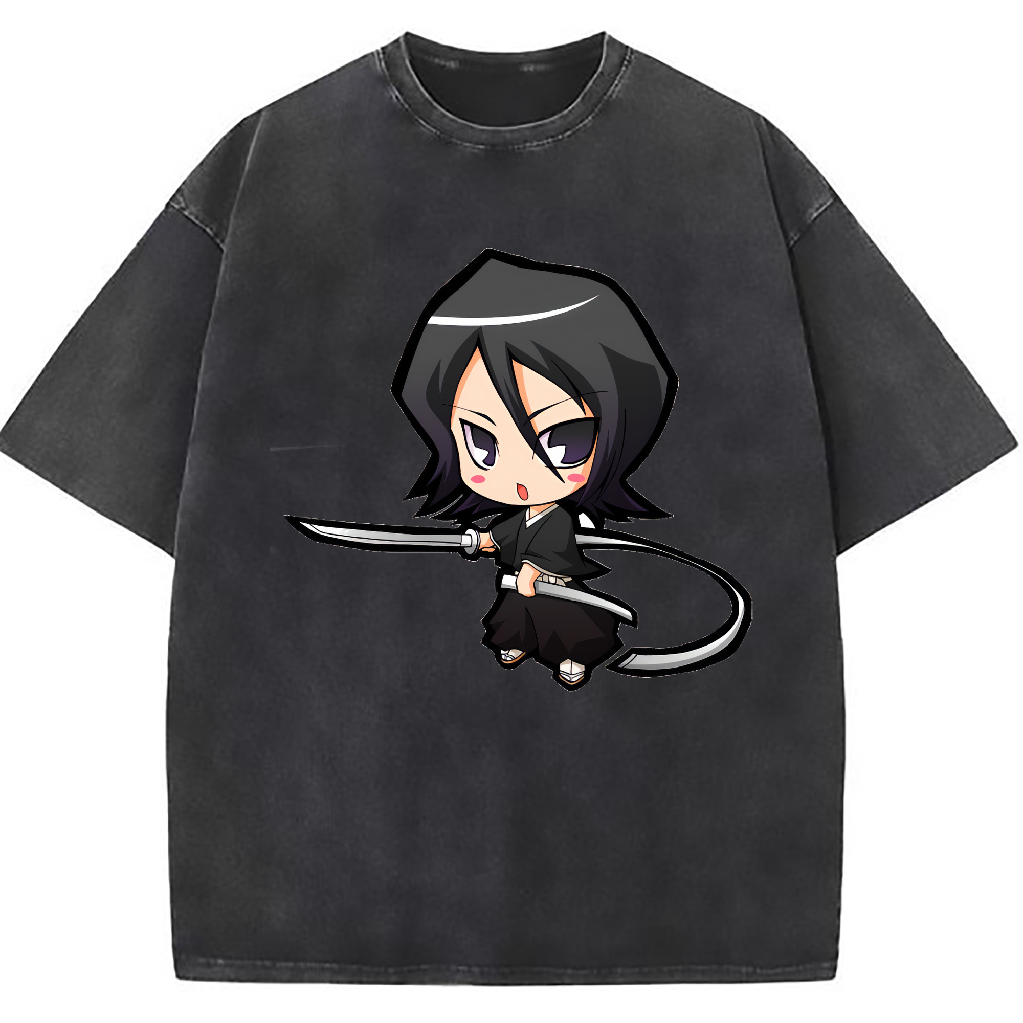 （画像用） ブリーチ 朽木ルキア BLEACH Kuchiki Rukia 綿100% ヴィンテージ風 半袖Tシャツ（フロントプリント）