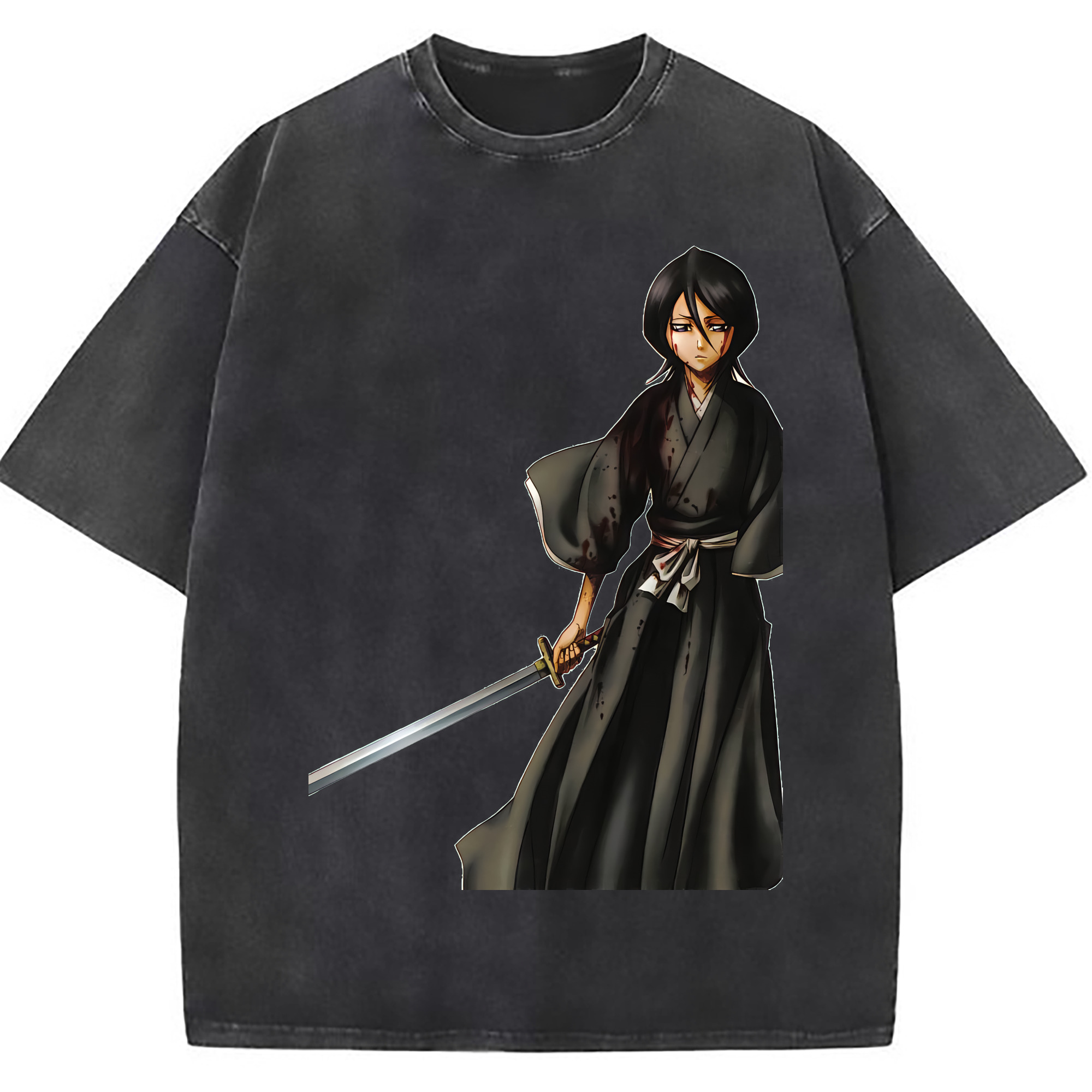 （画像用） ブリーチ 朽木ルキア BLEACH Kuchiki Rukia 綿100% ヴィンテージ風 半袖Tシャツ（フロントプリント）