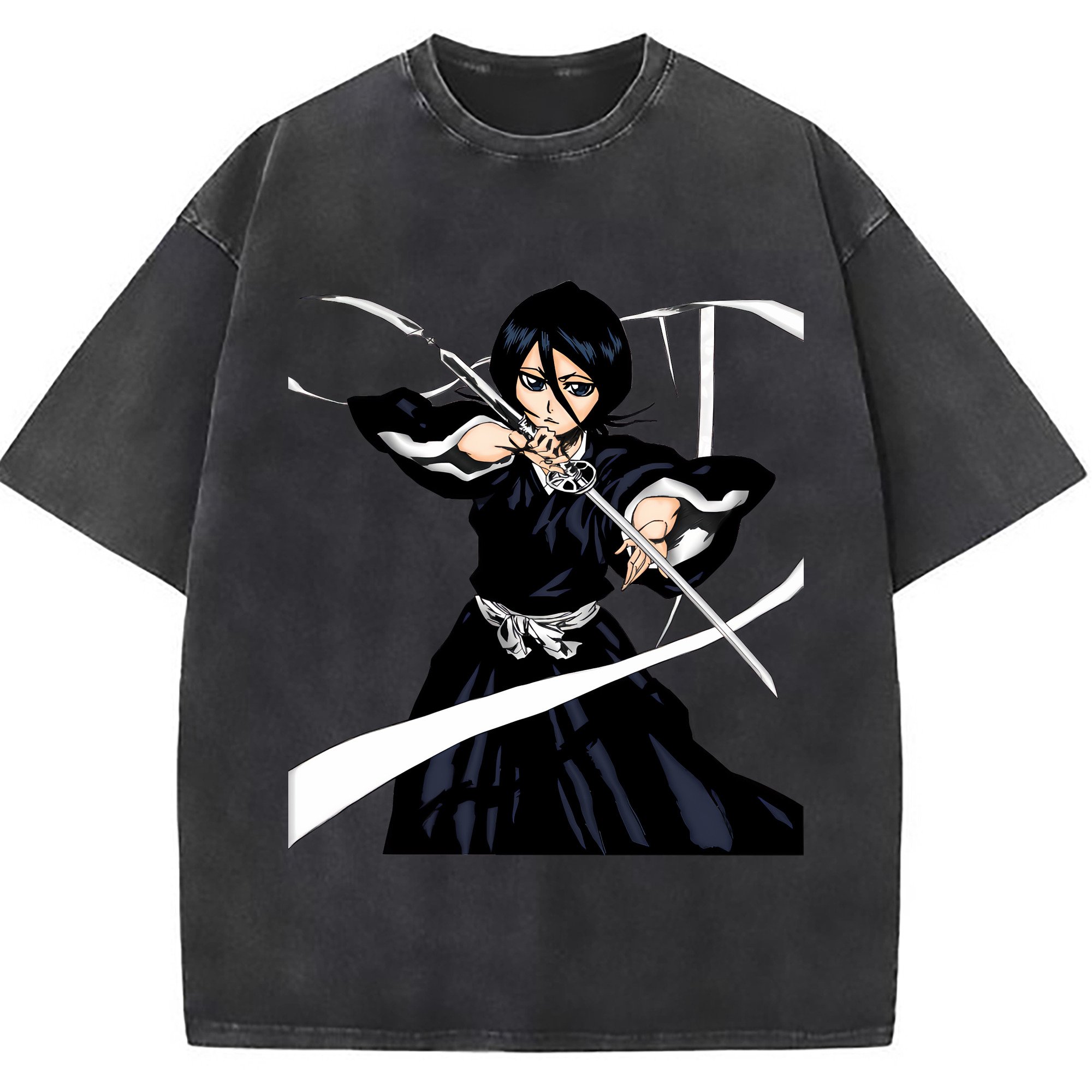 （画像用） ブリーチ 朽木ルキア BLEACH Kuchiki Rukia 綿100% ヴィンテージ風 半袖Tシャツ（フロントプリント）